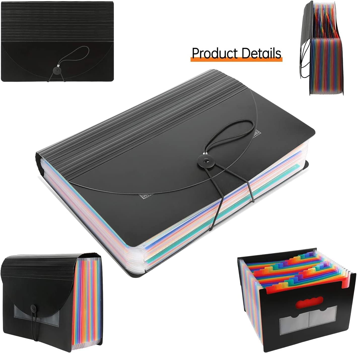 CHEPULA 2 Pack 24 Pockets Accordion File Organizer, A4 Multicolored Expanding File Folder, Large Capacity File Organizer Expandable Folder with Expandable Cover Document Organizer File Box