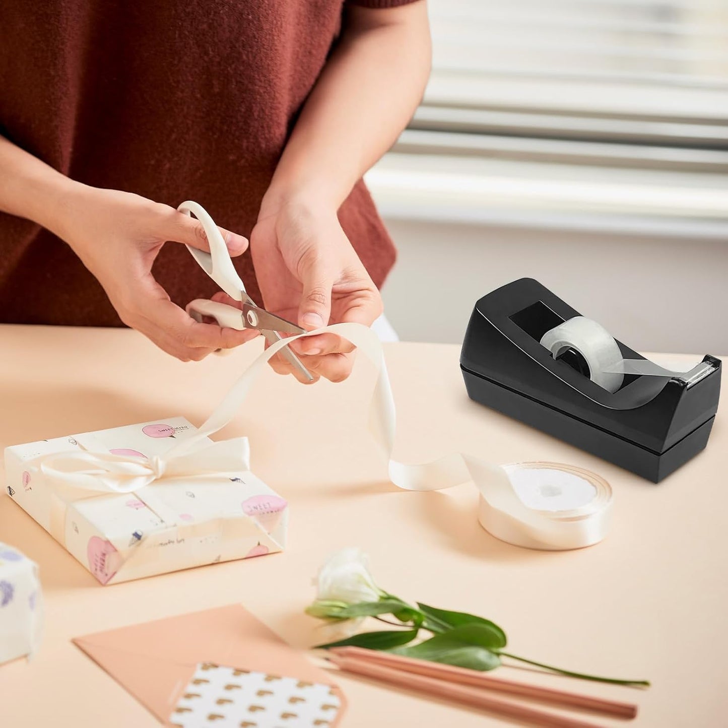 10 Pack Desktop Tape Dispenser Bulk Black Tape Roll Dispenser Non Skid Base Desk Tape Holder for Office School Home (Tape Not Included)