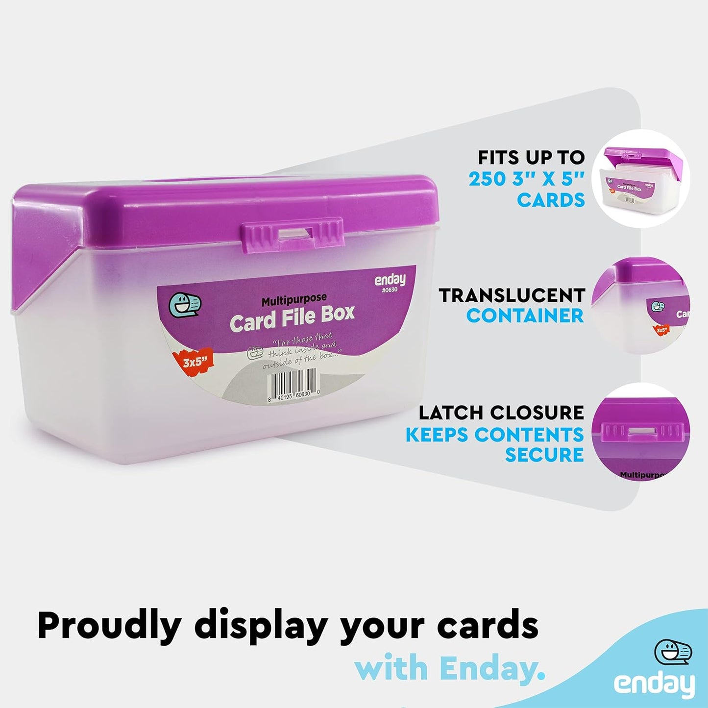 Emraw Index Card holder Case 3" X 5", ideal box card holder for Filing Notes, Addresses & Recipes. Holds Up to 250 Cards, Grey, Pink, Purple, Blue (Pack of 12)