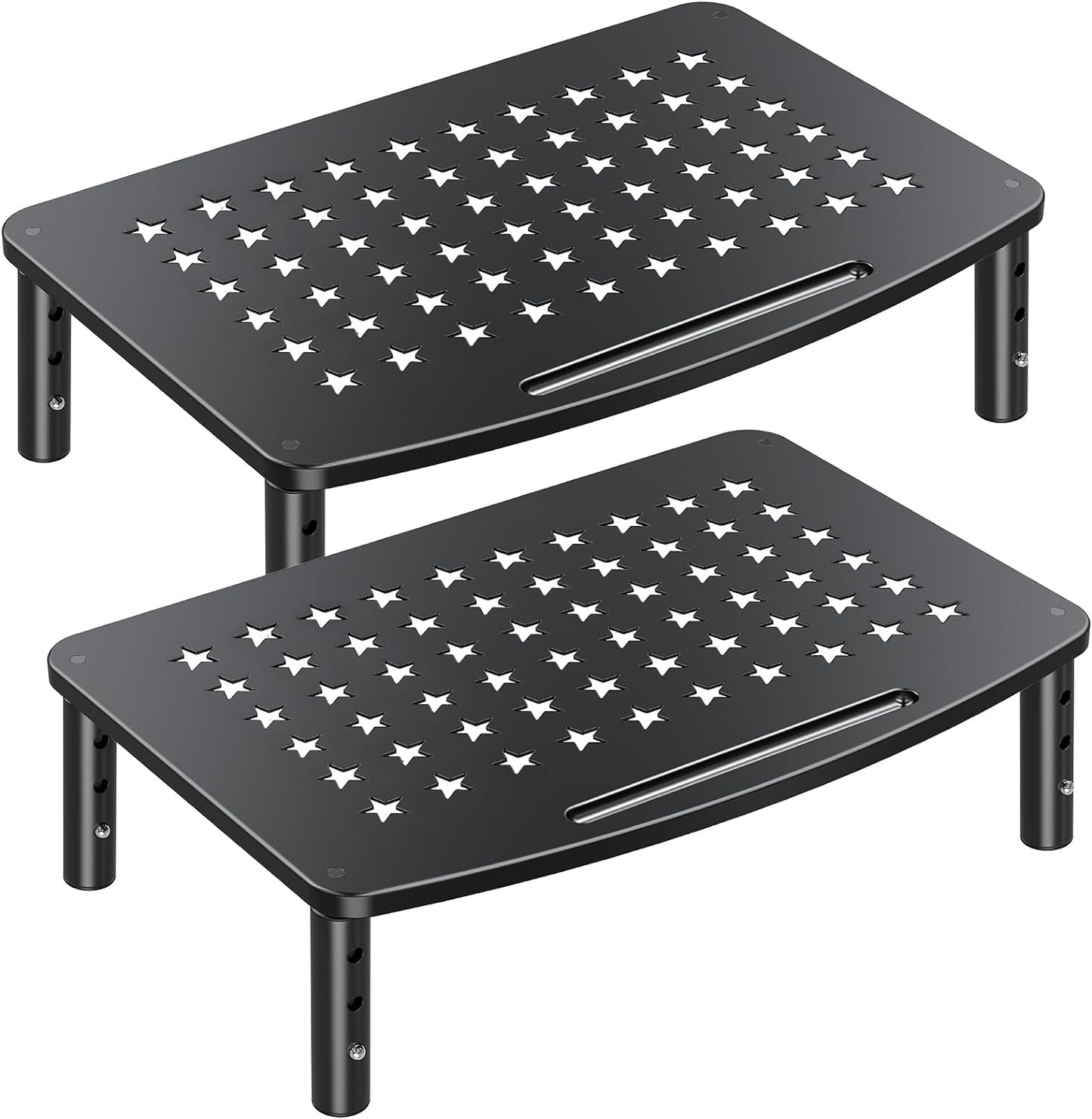 Zimilar 2 Pack Monitor Stands, 3 Height Adjustable Riser for Laptop, Printer, iMac, PC, Premium Metal Stand for 2 Monitors