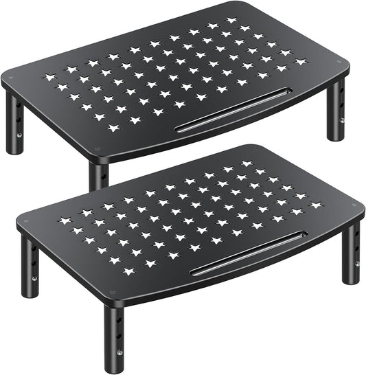 Zimilar 2 Pack Monitor Stands, 3 Height Adjustable Riser for Laptop, Printer, iMac, PC, Premium Metal Stand for 2 Monitors