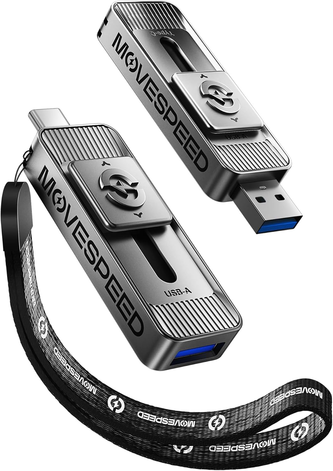 MOVE SPEED 128GB Solid State Drives with Dual Ports & Push-Pull Design — 560MB/s Read Speed, Type C + USB 3.2 Drive Portable ssd for iPhone 15/16/Android/Mac