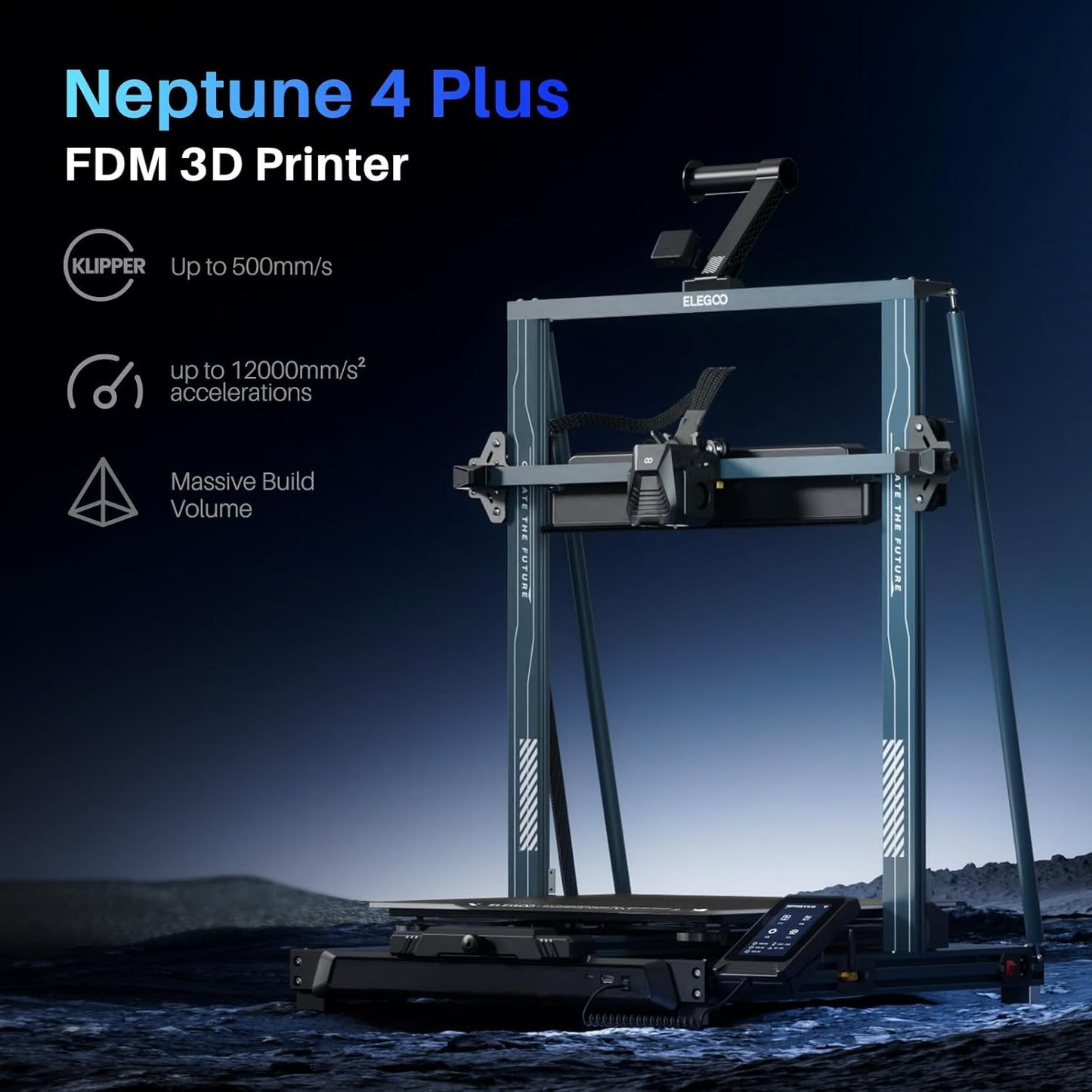 ELEGOO Neptune 4 Plus 3D Printer, 500mm/s High Speed Printer with 300°C Nozzle, Auto Leveling and Direct Drive Extruder, 320x320x385mm Large Printing Size