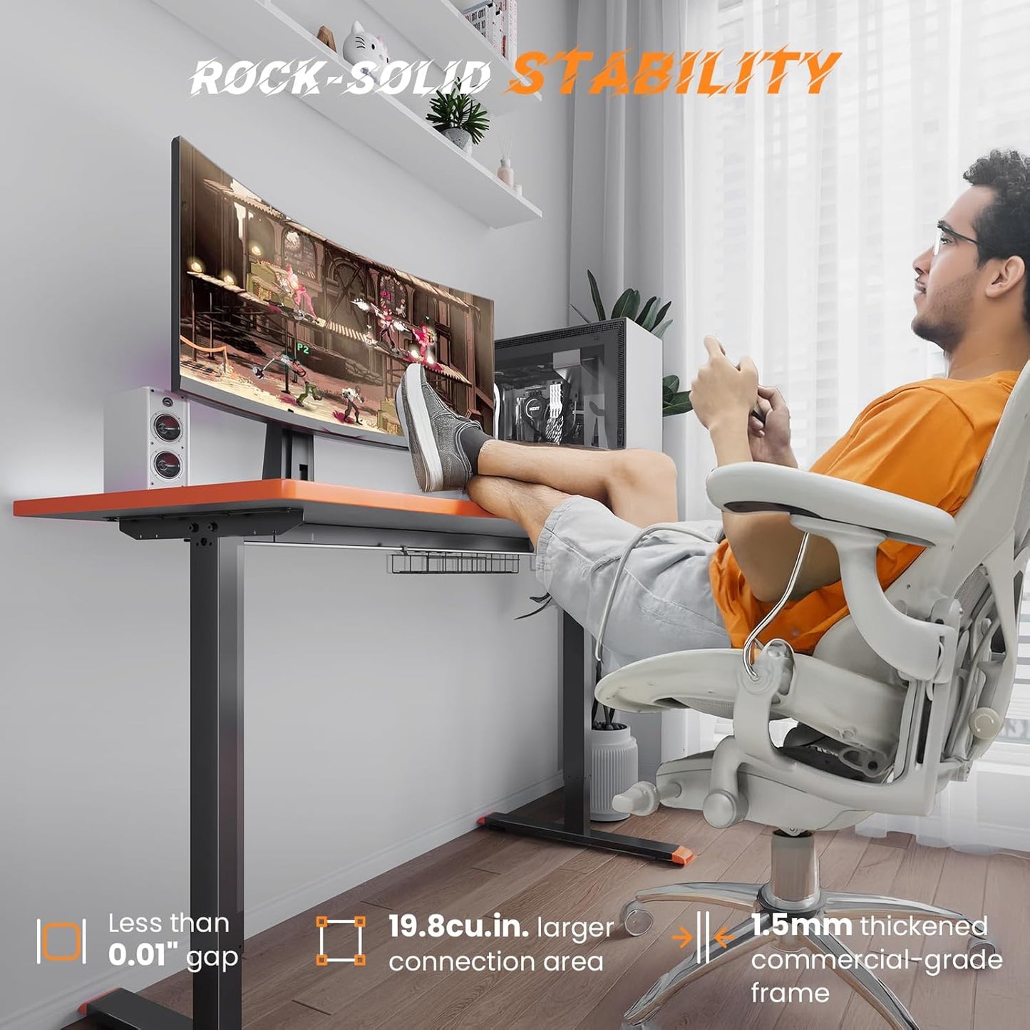 SIAGO Electric Standing Desk Adjustable - 48 x 24 Inch Sit Stand up Desk with Cable Management - 3 Memory Preset Adjustable Height Table