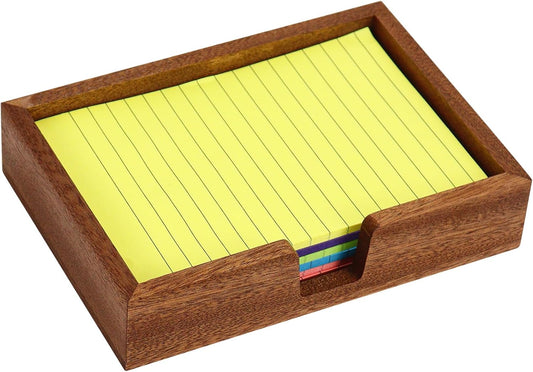 MultiBey Sapele Wooden Sticky Note Holder, 4x6 Self -Sticky Note Pad Holder, Wood Post it Note Dispenser Memo Pad Holder, Desktop Accessories Organizer for Desk Office School Home