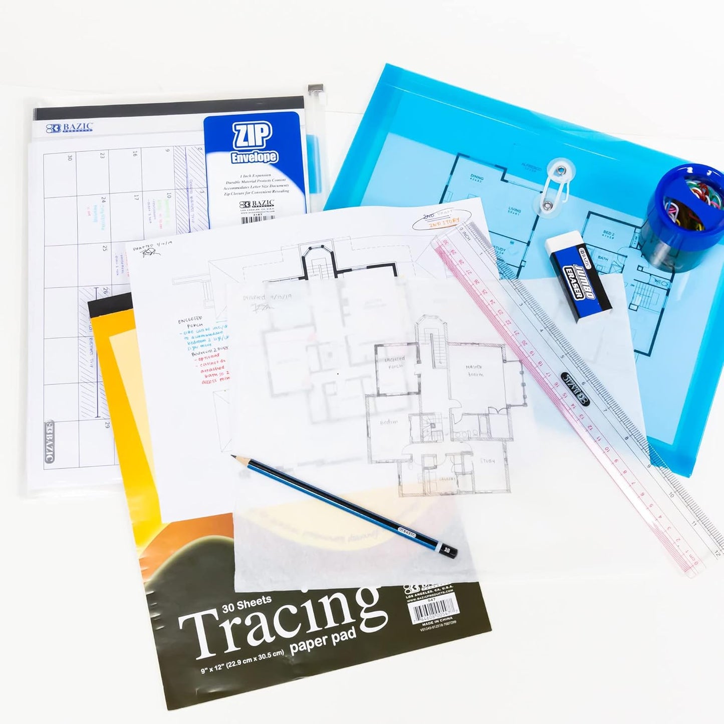 BAZIC Plastic Clear Ruler 12" (30cm), Inches Centimeter Metric Measuring Drafting Rulers, 288-Packs