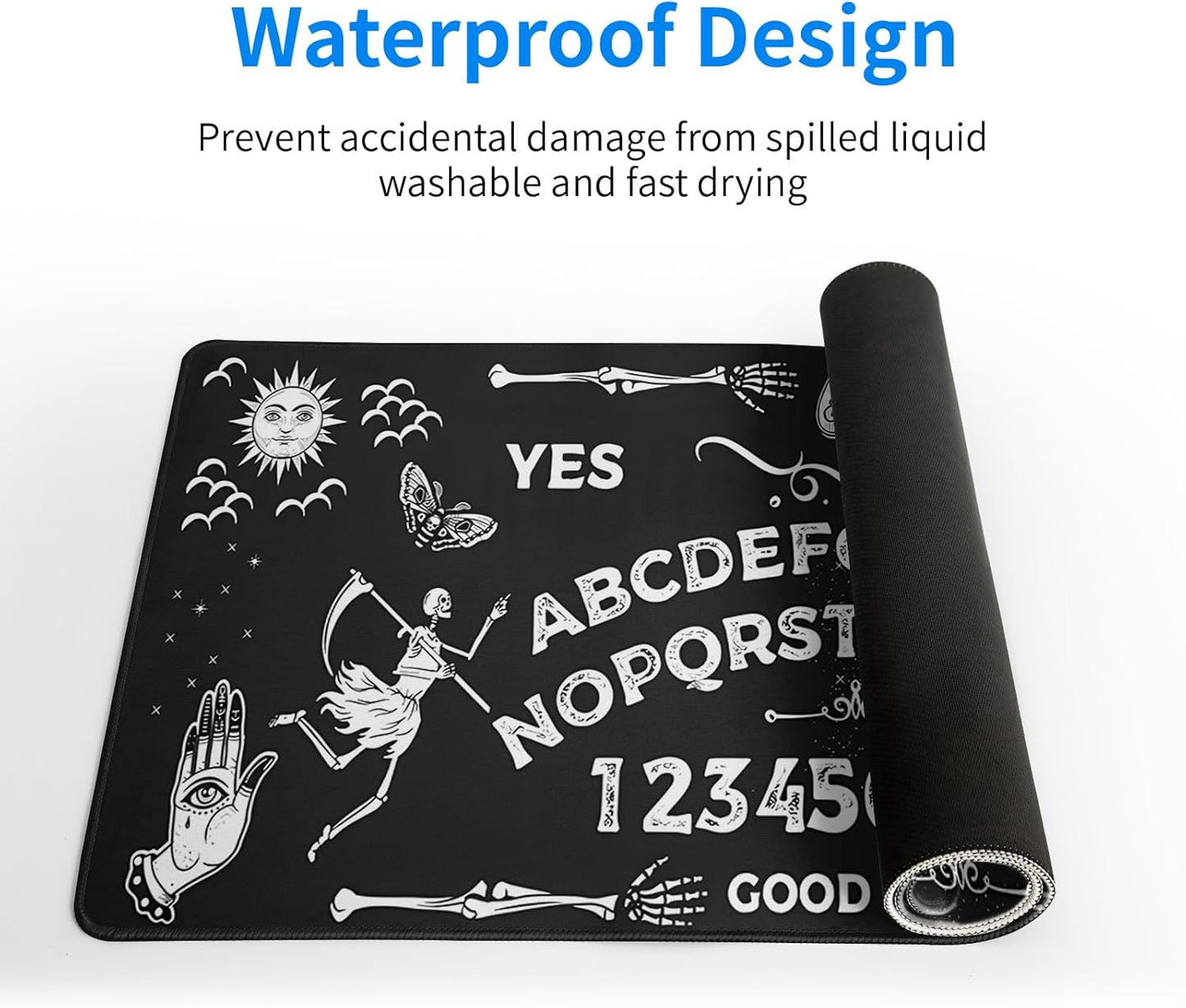 Mysterious Spirit Goth Gaming Mouse Pad 27.6x11.8 Inch Large Desk Mat Black Extended Pads Big Mousepad Non-Slip Rubber Base Keyboard Mat with Stitched Edges for Gaming Laptop Computer PC Desktop