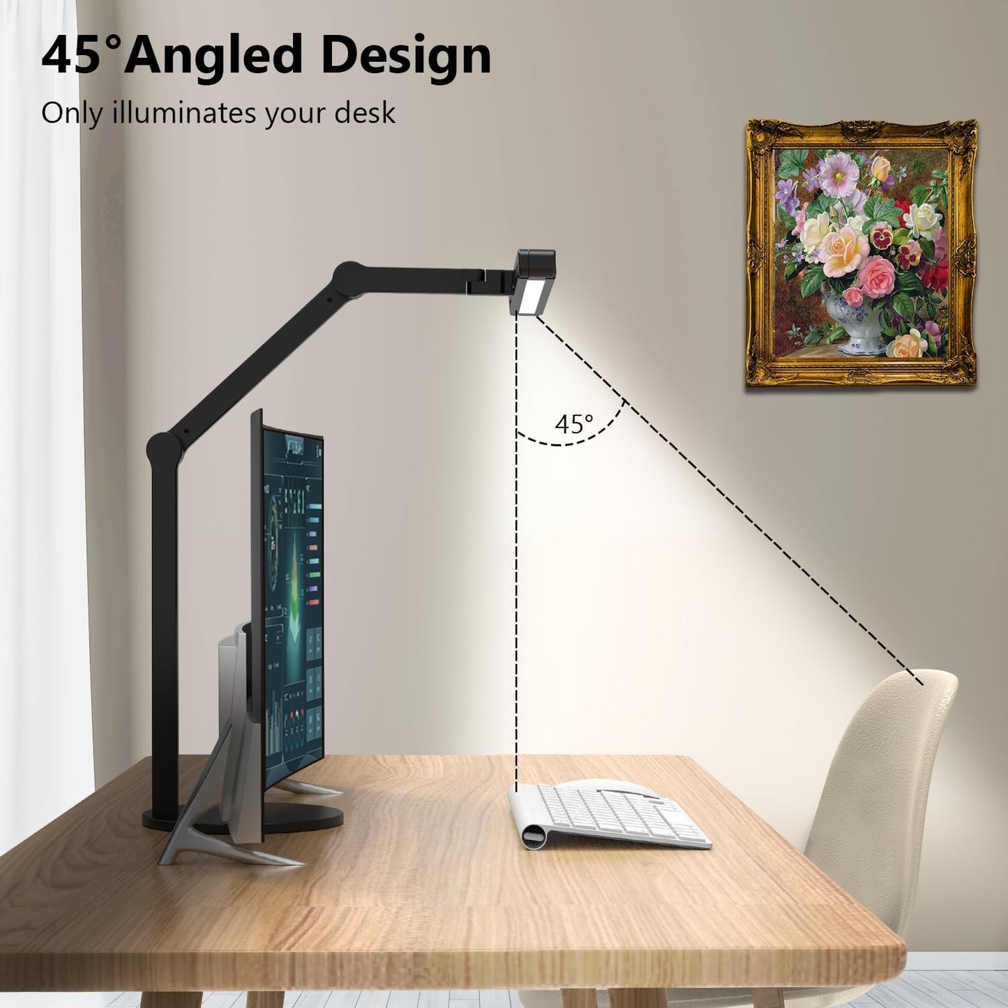 Micomlan Architect Desk Lamp with Atmosphere Lighting, Adjustable Led Desk Light for Home Office with Base, 24W Bright Auto Dimming Table Light with Rotatable Swing Arm for Workbench Computer