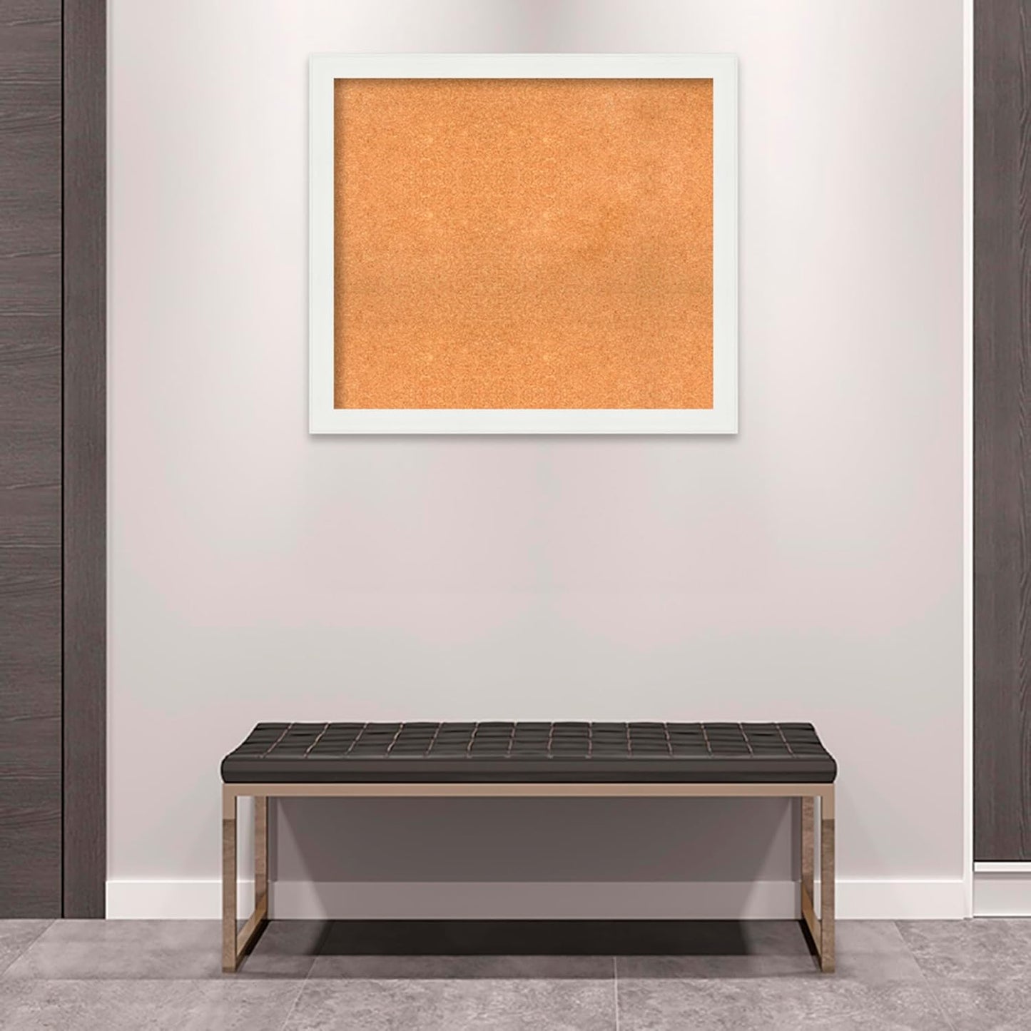 Amanti Art Natural Cork Board for Wall, 31x35 Vision Board with White Frame, Large Corkboard Office Decor for Home Organization, Casual Corkboard Pinboard to Display Items for Home Organization in