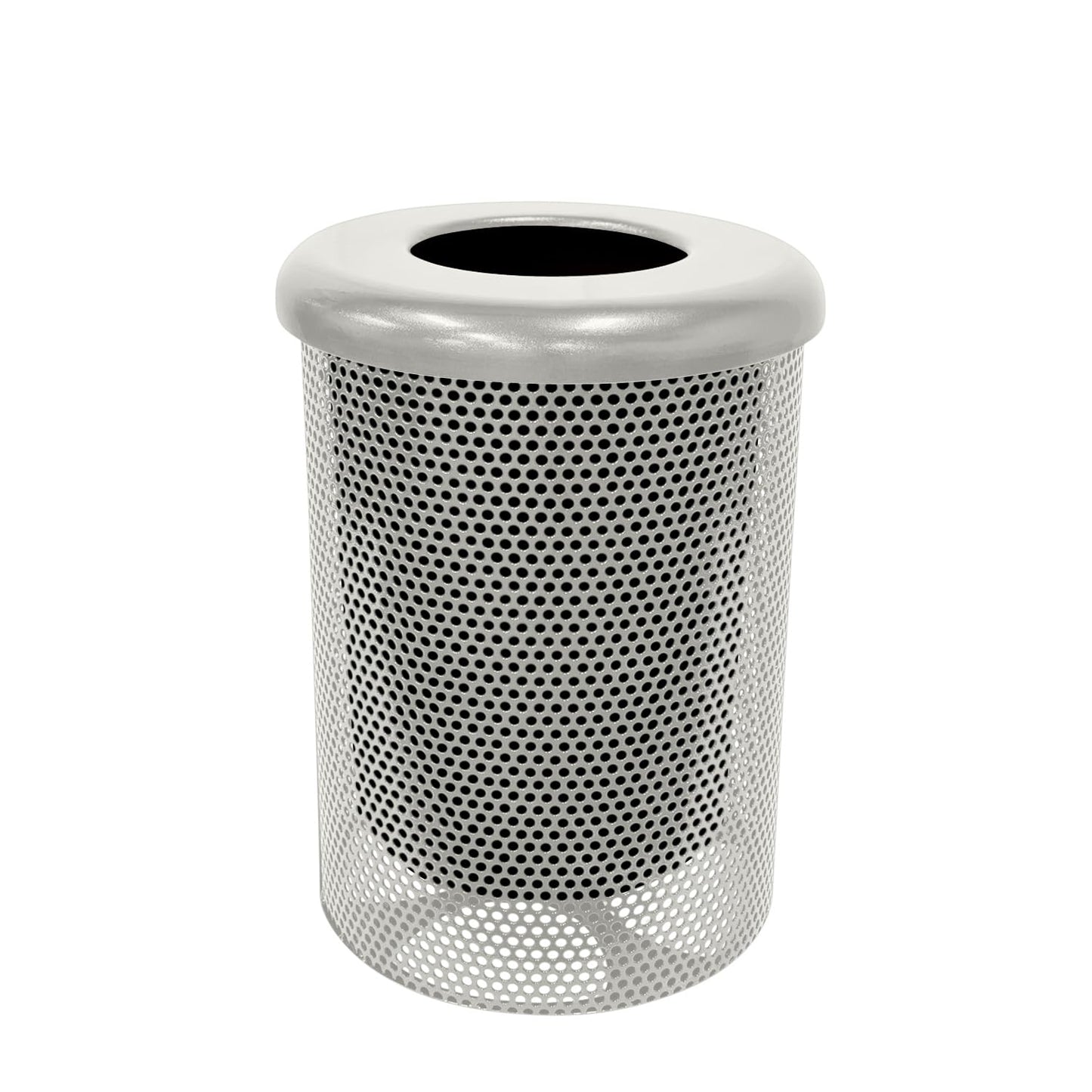 RFT-P-Gry Heavy Duty Round Trash Receptacle with Flat Top, Liner Included, 32 Gallon, Gray, Made in America