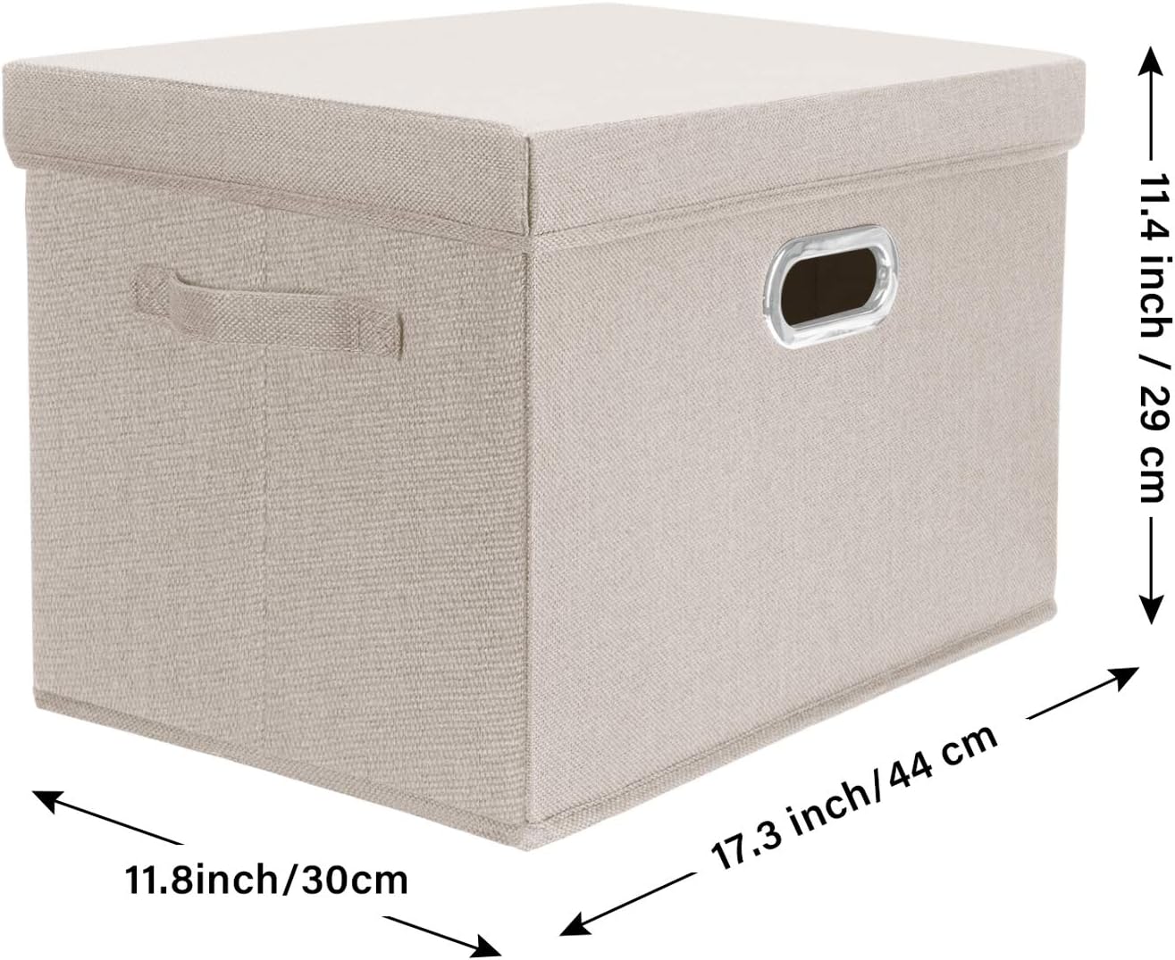 TYEERS Large Storage Bins with Lids, Collapsible, Washable, Fabric Storage Boxes for Organizing, 17.3x11.8x11.4 inches, 5 Pack, Beige