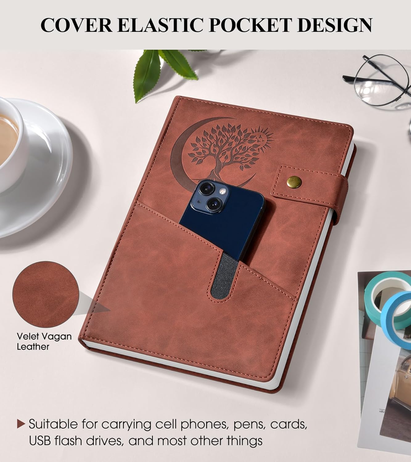 365 Page Thick Lined Journal Notebook for Men Women, A5 Leather Journals for Writing, Hardcover Notebooks for Work, School, Note Taking,Travel, Business,Personal Diary, College Ruled 5.9" x 8.4"