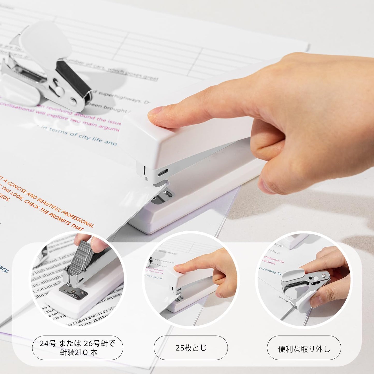 Deli Stapler, Desktop Stapler, Office Stapler, 25 Sheet Capacity, Includes 1000 Staples and Staple Remover, White
