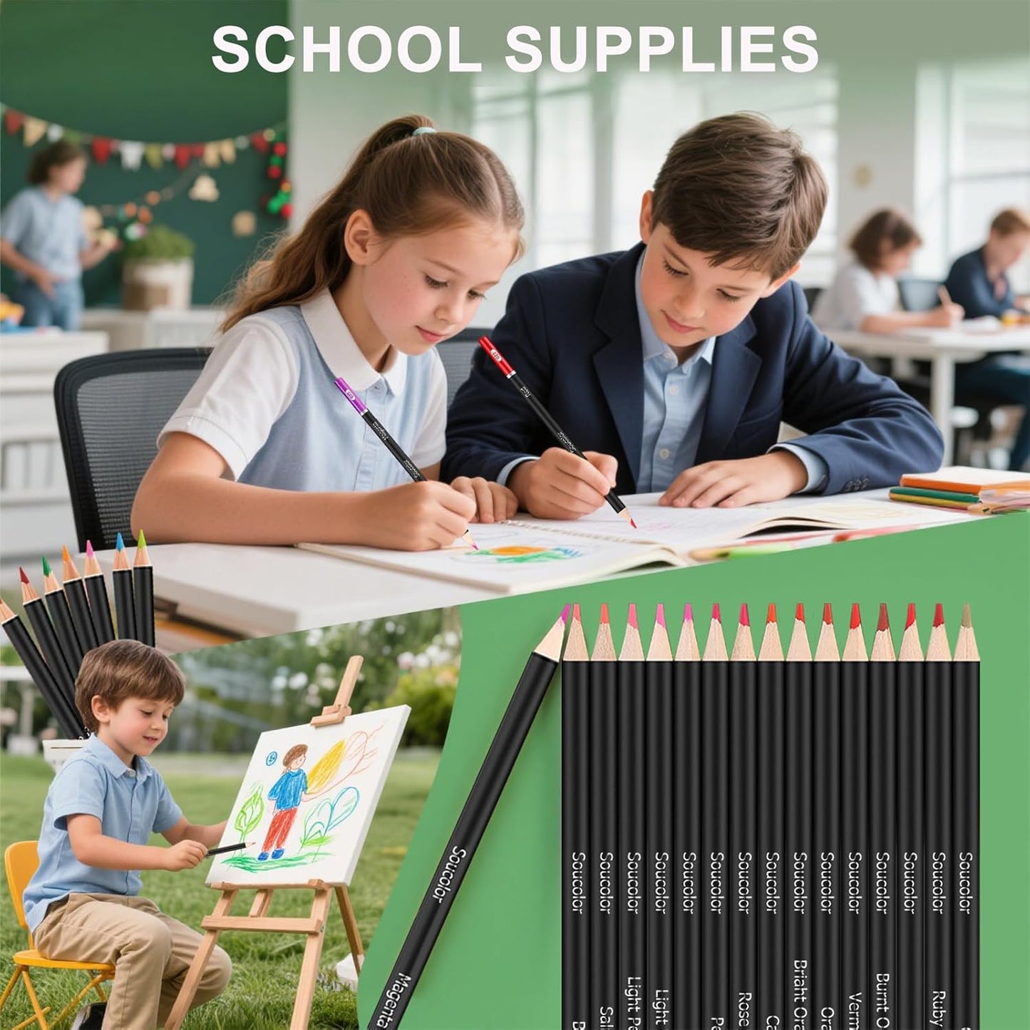 Soucolor 72-Color Colored Pencils for Adult Coloring Books, Back to School Supplies, Soft Core, Artist Drawing Sketching Pencils Set, Art Supplies Kit Gifts for Kids Teens Beginners Blending Shading