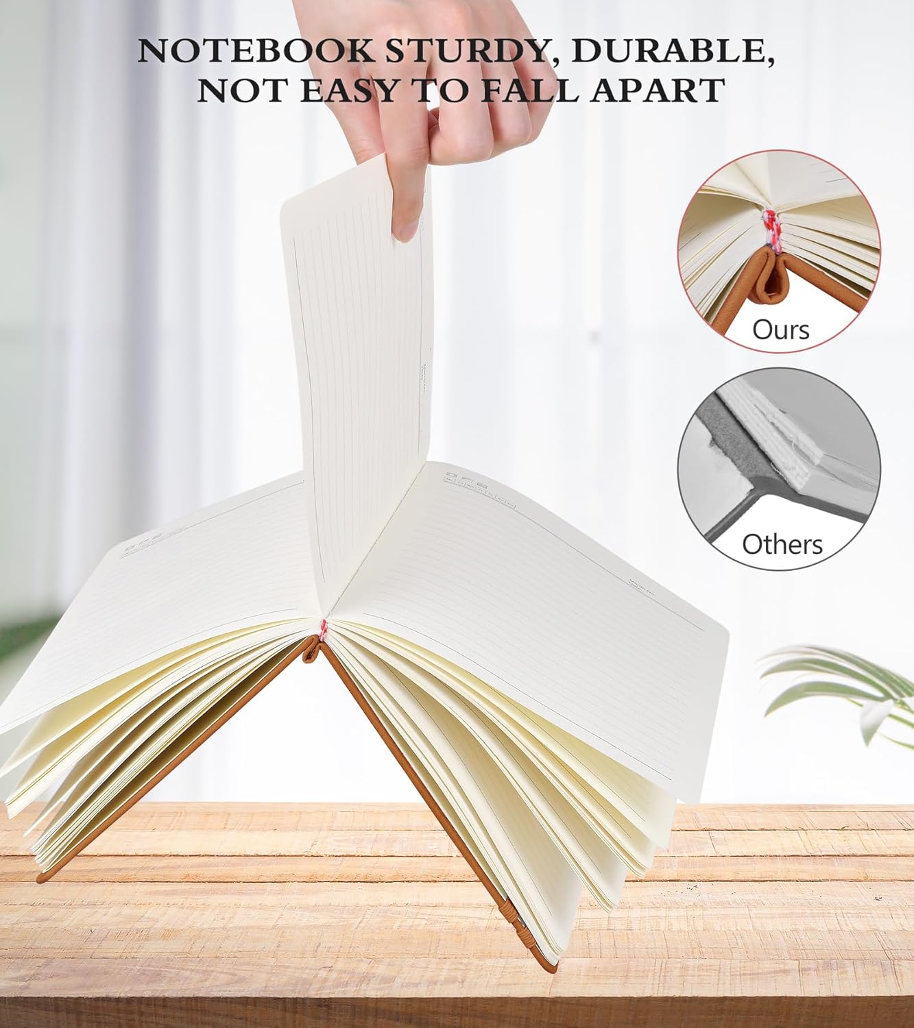 Lined Journal Notebook for Men & Women,200 Pages A5 Hardcover Leather Notebook (5.9"x8.5"), Travel Journal for Work, School, Business Writing, Note Taking, Notepad Diary (Brown)