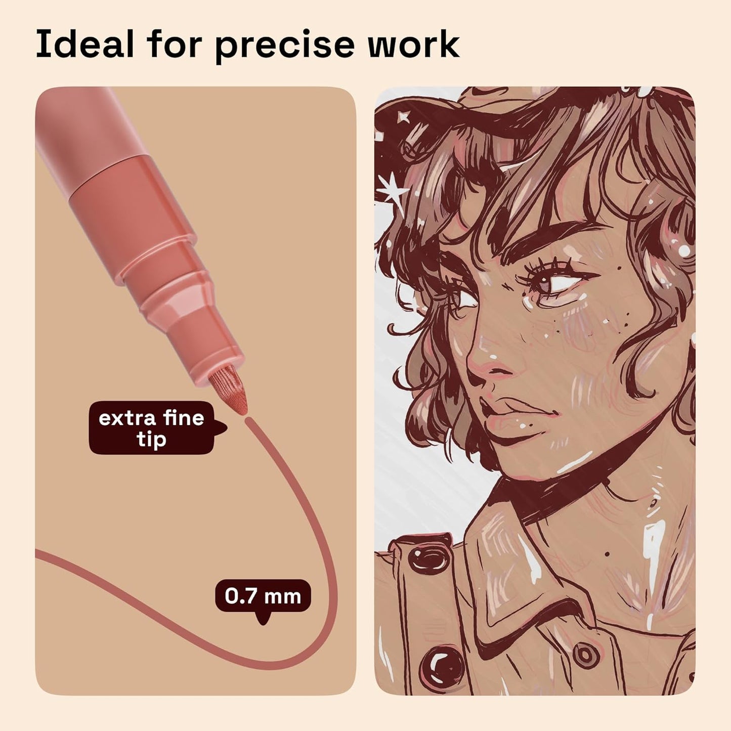 ARTISTRO 12 Skin Tones Paint Markers for Glass, Rock Painting, Ceramic, Wood, Fabric, Scrapbooking, DIY Craft Making, Coloring - Acrylic Paint Pens in Soft Colors Extra-Fine Tip 0.7mm