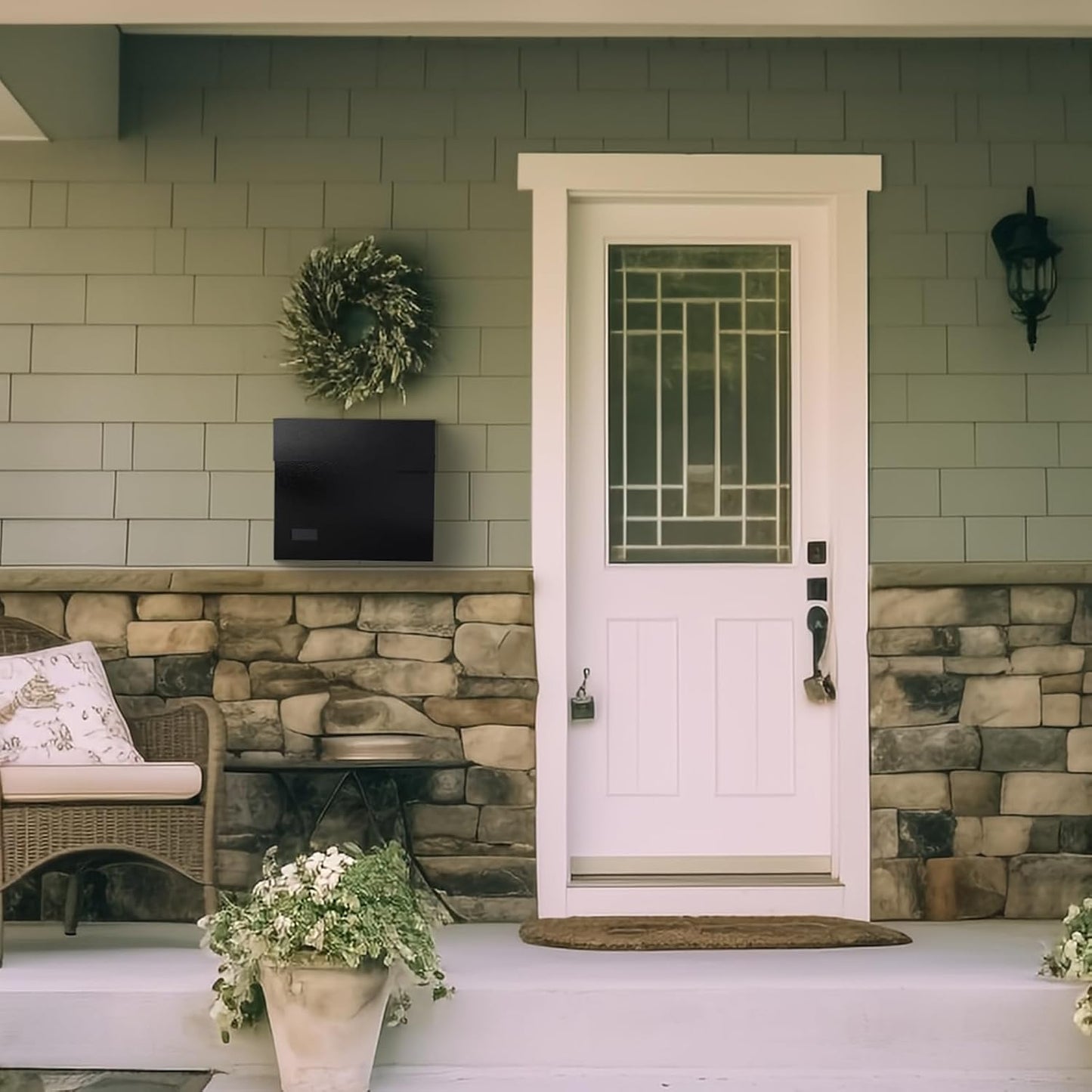 xydled Mailbox Wall Mount Mailboxes for Outside, Large Capacity Steel Hanging Metal Mailbox, Modern Post Box, Black,14.6''x12.2''x4.1''