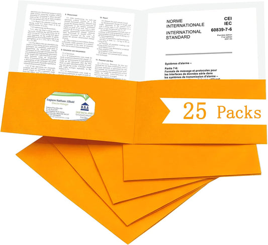 Zzrywuty 25 Packs Paper Folders with Pockets for Students, Businessmen and Office Workers,Letter Size,Two Pocket Folders with Card Slot for Office,Business,School Supplies