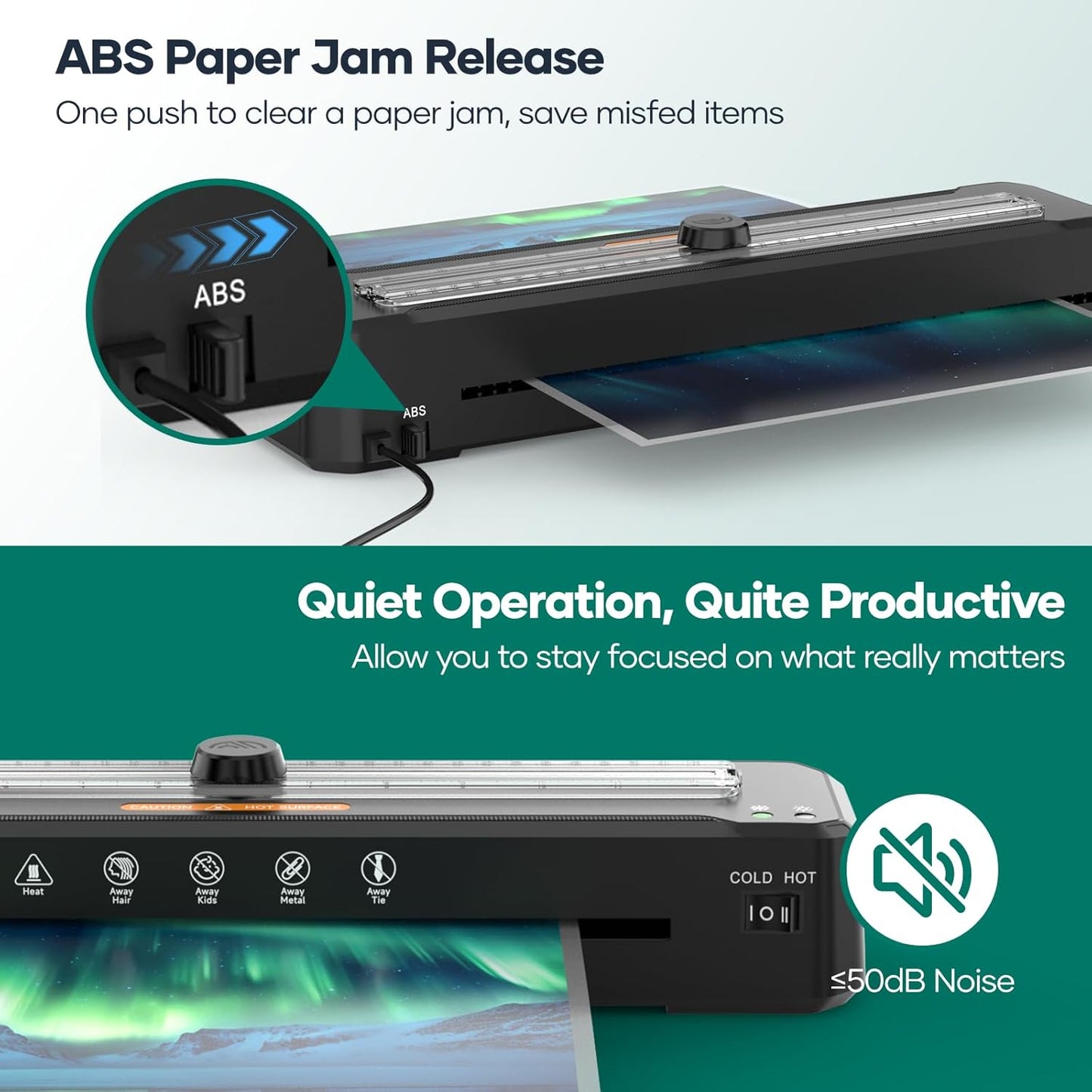 Laminator Machine A3 with 50 Laminating Sheets, Laminator Thermal and Cold with Paper Trimmer Corner Rounder, High-Speed Jam-Free, Low-Noise 13-Inch Laminating Machine(Black)