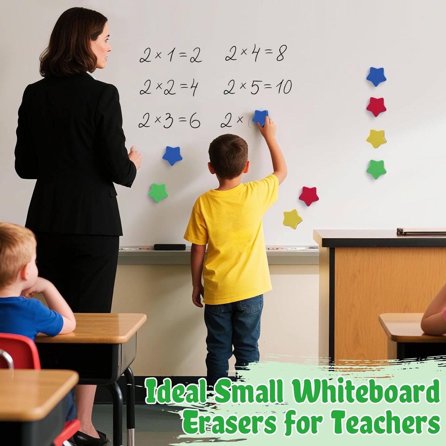 24 pcs Strong Magnetic Whiteboard Eraser - Mini Dry Erase Erasers, Small Chalkboard Cleansers Wiper for Kids and Teachers Classroom Must Haves School Supply Home and Office, Star Shaped