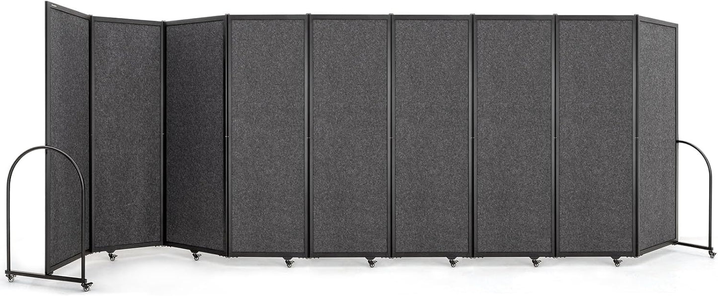 Folding Room Partition,Privacy Room Screen with Arms,Office Dividers Partition Wall,18'5"L* 6'7"H,Dark Grey