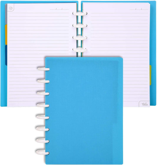Talia Discbound Notebooks, Planner, Customizable, (Energetic Turquoise, Junior (5.5in x 8.5in))