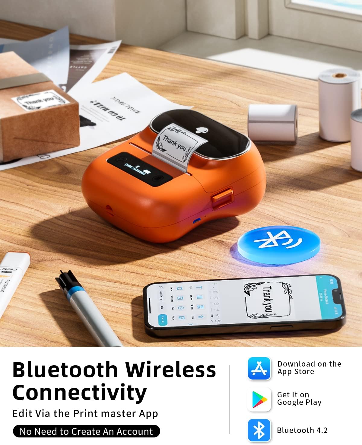 Phomemo M220 Label Maker, New Flagship Barcode Printer, 3.14 '' Bluetooth Thermal Label Printer, for Address, Mailing, Files,Small Printer Compatible with Android, iOS,with 3 Label, 80mm