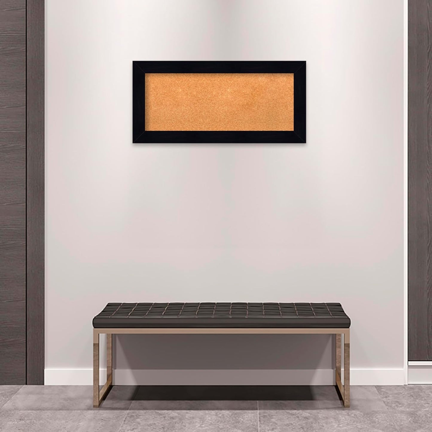 Amanti Art Natural Cork Board for Wall, 16x34 Vision Board with Blue Wood Frame, Medium Corkboard Office Decor for Home Organization, Country Rustic Corkboard Pinboard to Display Items for Home