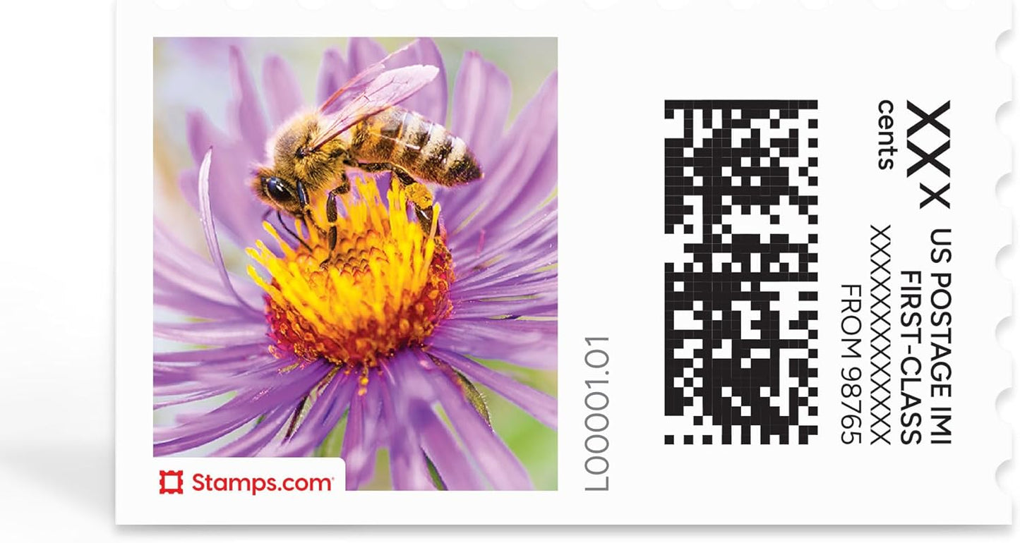 Spring Honeybee NetStamps 1200-Pack (50 Sheets) Printable Postage Labels (Stamps.com Subscription Required) - Print Approved Postage - Inkjet & Laser Printers - Business, Personal, Home