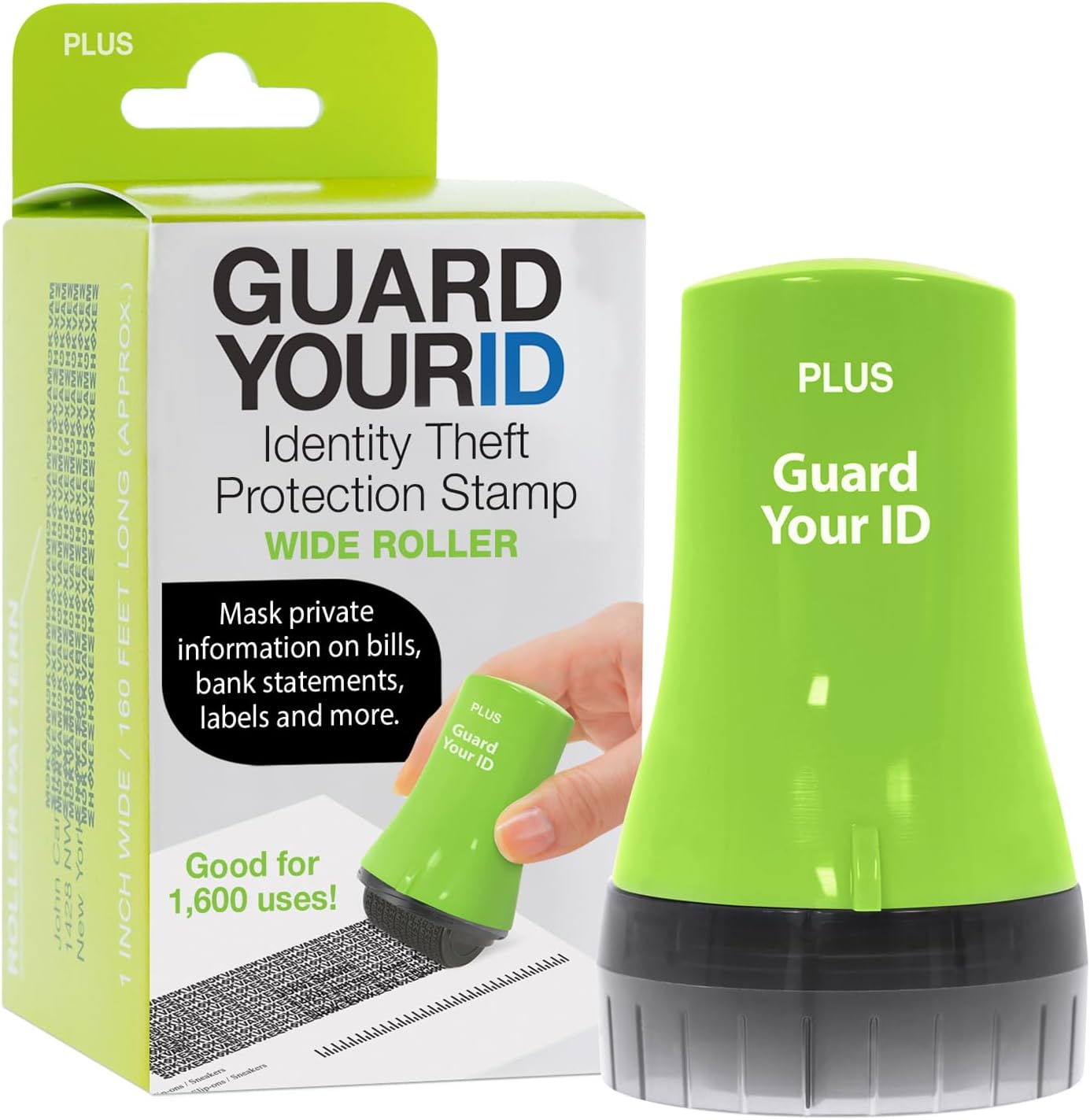 Guard Your ID Wide Advanced Roller 2.0 Identity Theft Prevention Security Stamp Green