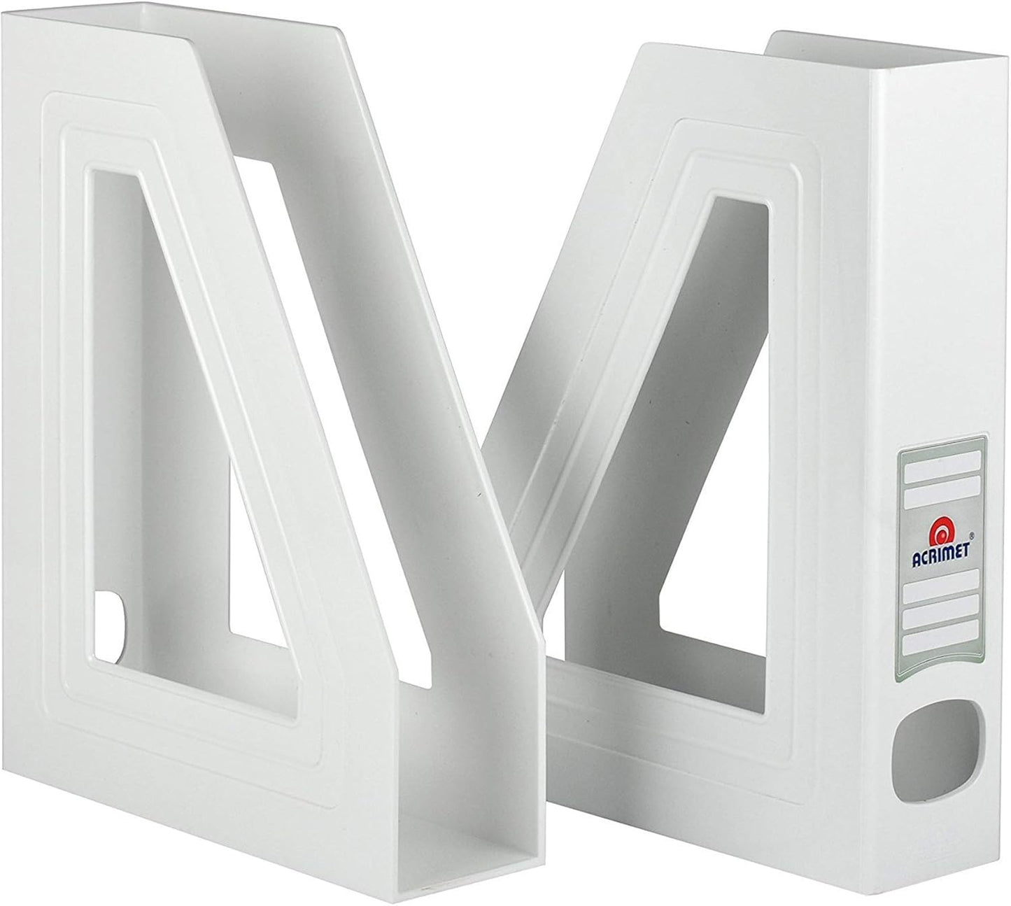 Acrimet Magazine File Holder, Durable Rack, Space-Saving Organizer (Plastic) (White Color) (2 pack)