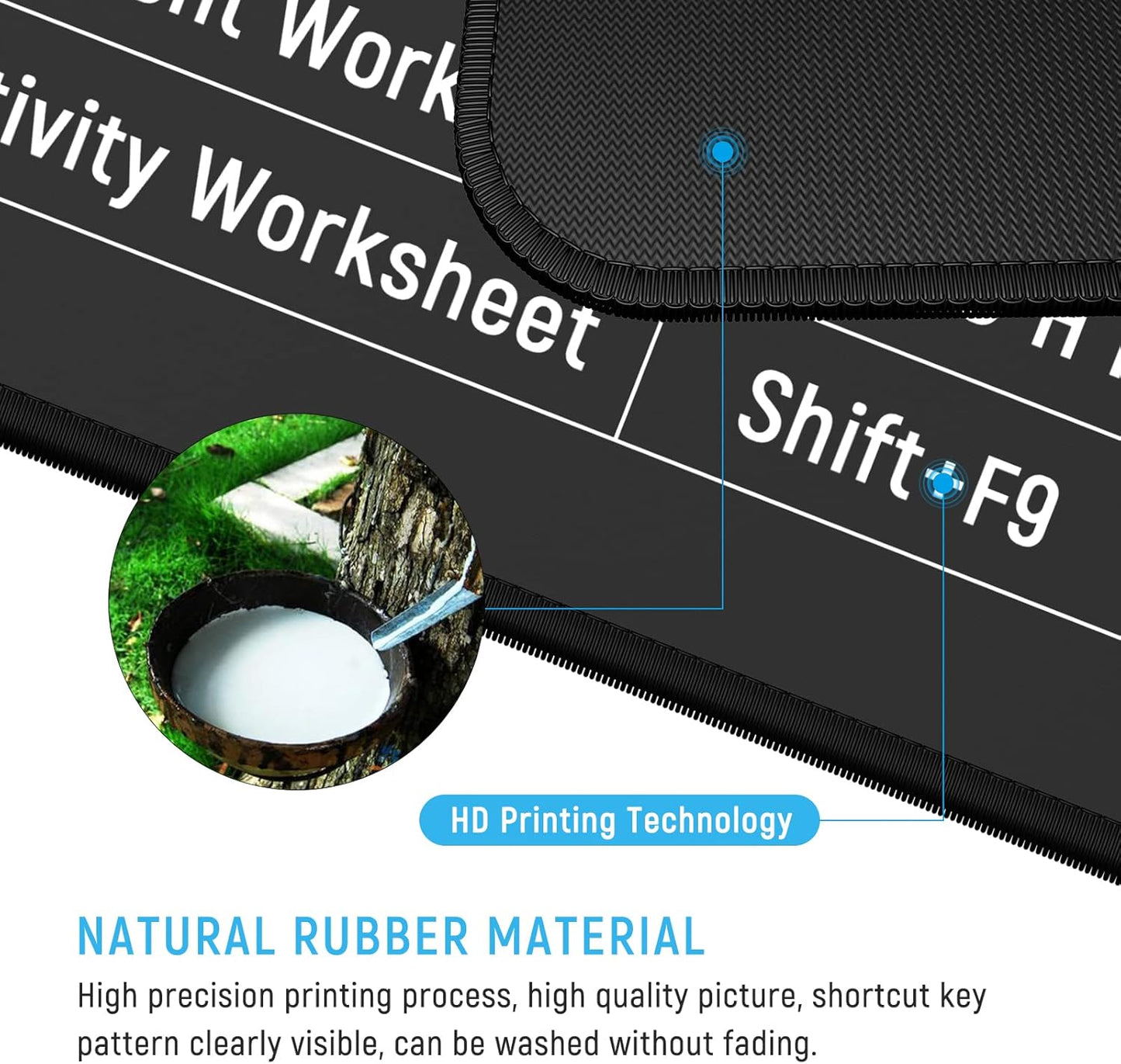 JIALONG Large Gaming Mouse Pad Desk Mat Office Software Excel Shortcuts Mousepad with Personalized Design Extended Size 35.4 X 15.7inches by Office Users