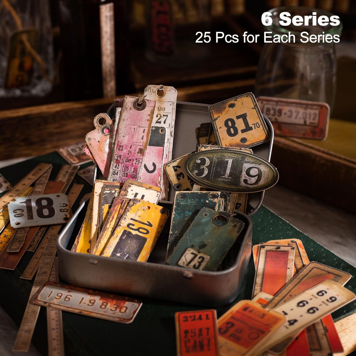 Vintage Numbered Tags Sticker Set, 150PCS Retro Cardstock Stickers for Scrapbooking, Journaling, DIY Crafts, and Art Supplies