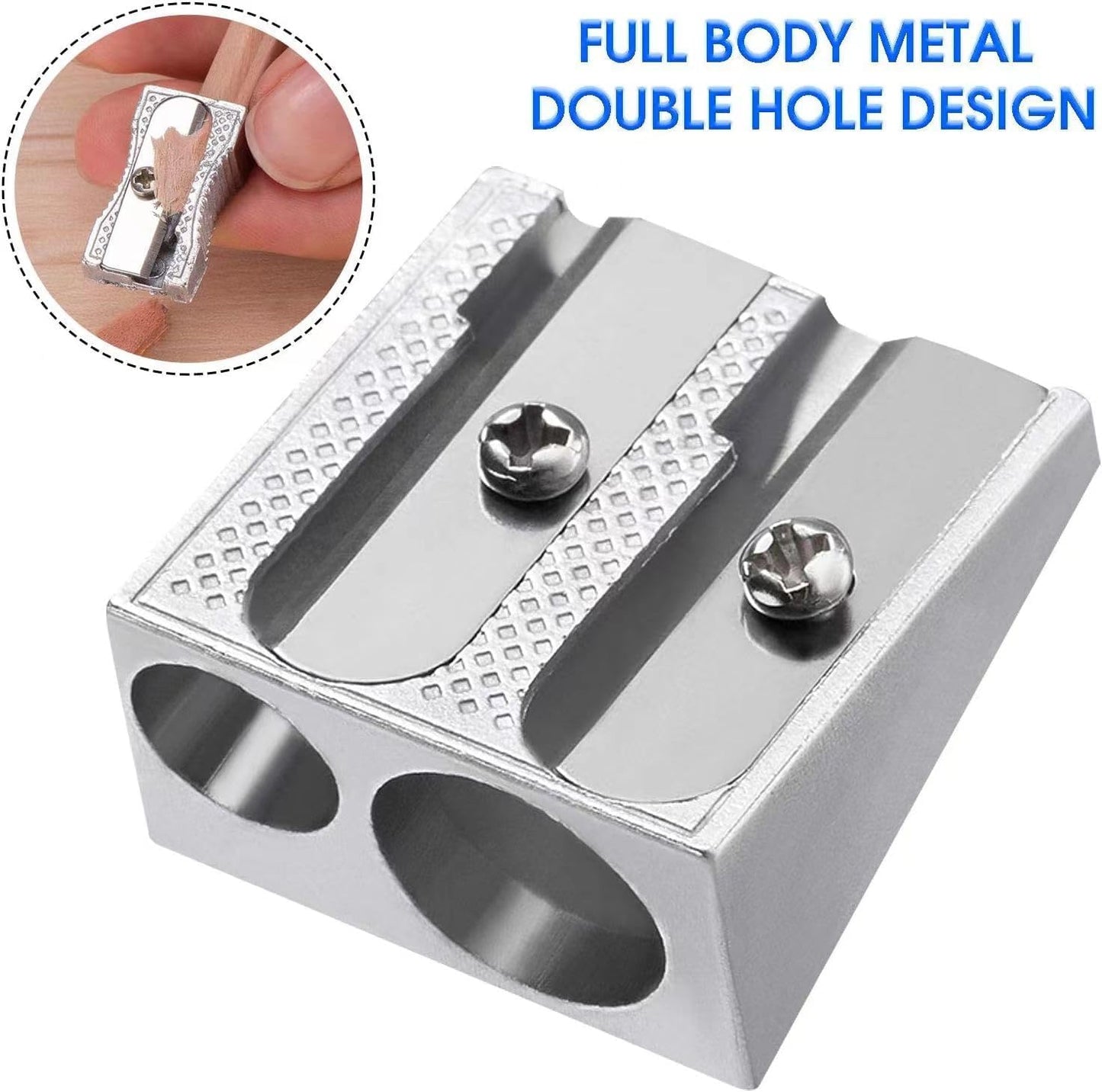 Metal Pencil Sharpeners, 4pcs Manual Double Hole Pencil Sharpener for Colored Graphite Pencils, Crayon Sharpener, Home School Office