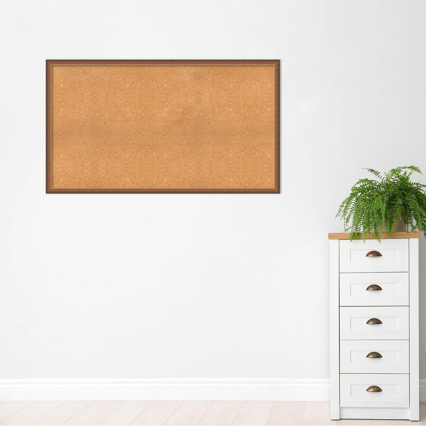 Amanti Art Natural Cork Board for Wall, 32x56 Vision Board with Bronze Frame, Oversize Corkboard Office Decor for Home Organization, Modern Corkboard Pinboard to Display Items for Home Organization