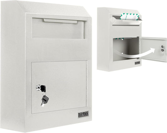 Drop Box Deposit Safe 12 x 4 x 15” Heavy Duty Steel Wall Mount Mailbox for Mail, Letters, Checks, Keys, Cash and more for Home, Office & Commercial Use (W500) (Gray)