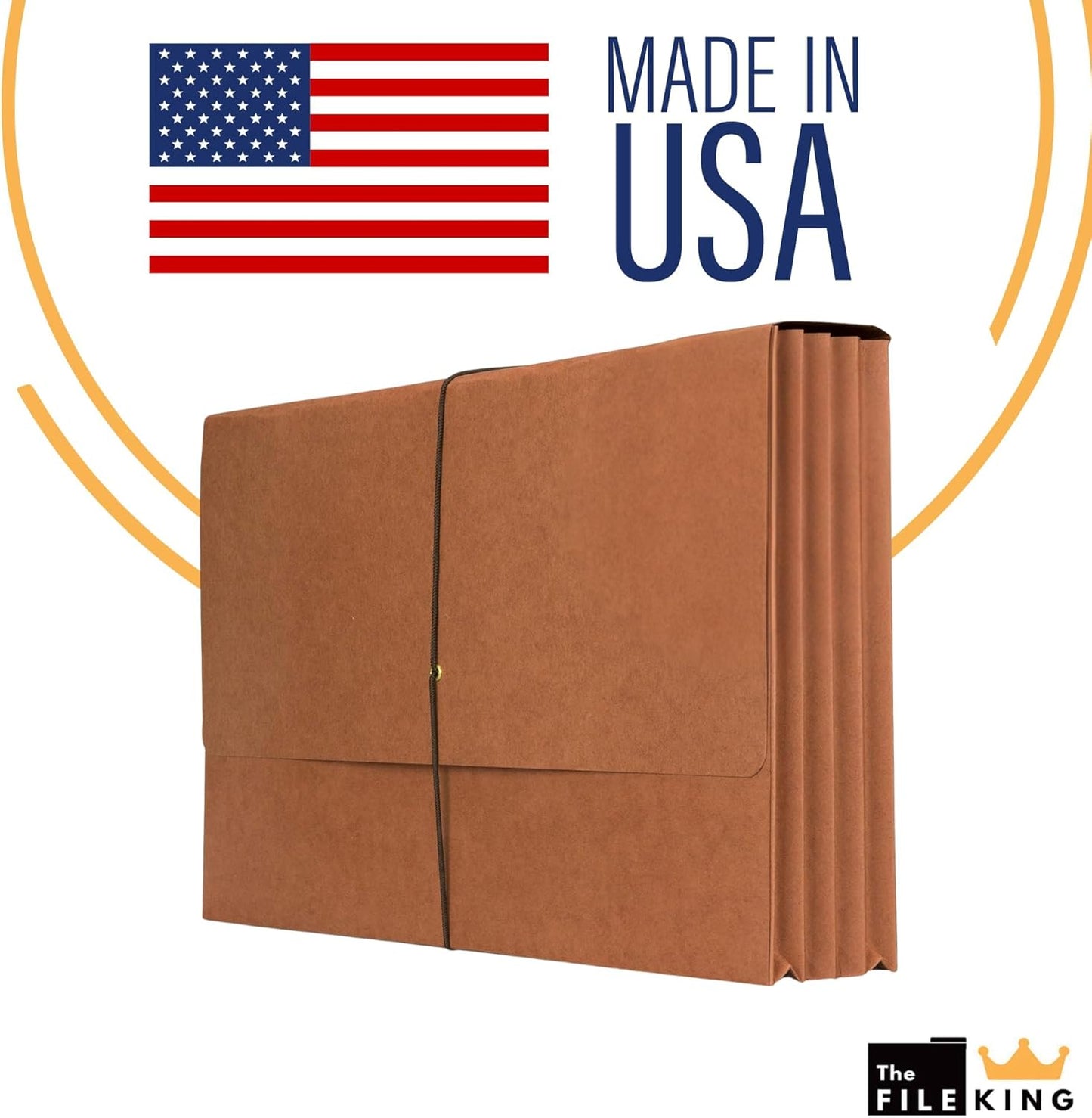 The File King Expanding File Wallet - Legal Size, 10 Redropes | USA Made | 5.25” Expandable File Folders | Redwell Folders Legal Size Wallets | Red Rope Expanding File Folder with Flap & Elastic Cord