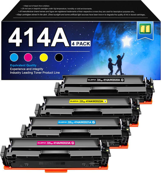414A Toner Cartridge 4 Pack (with Chip) - 414X Replacement for HP 414A HP 414X, Compatible with HP Color Laserje Pro MFP M479fdw Toner, Color Laserje Pro M454dw M454dn M480f M455dn Printer | W2020A