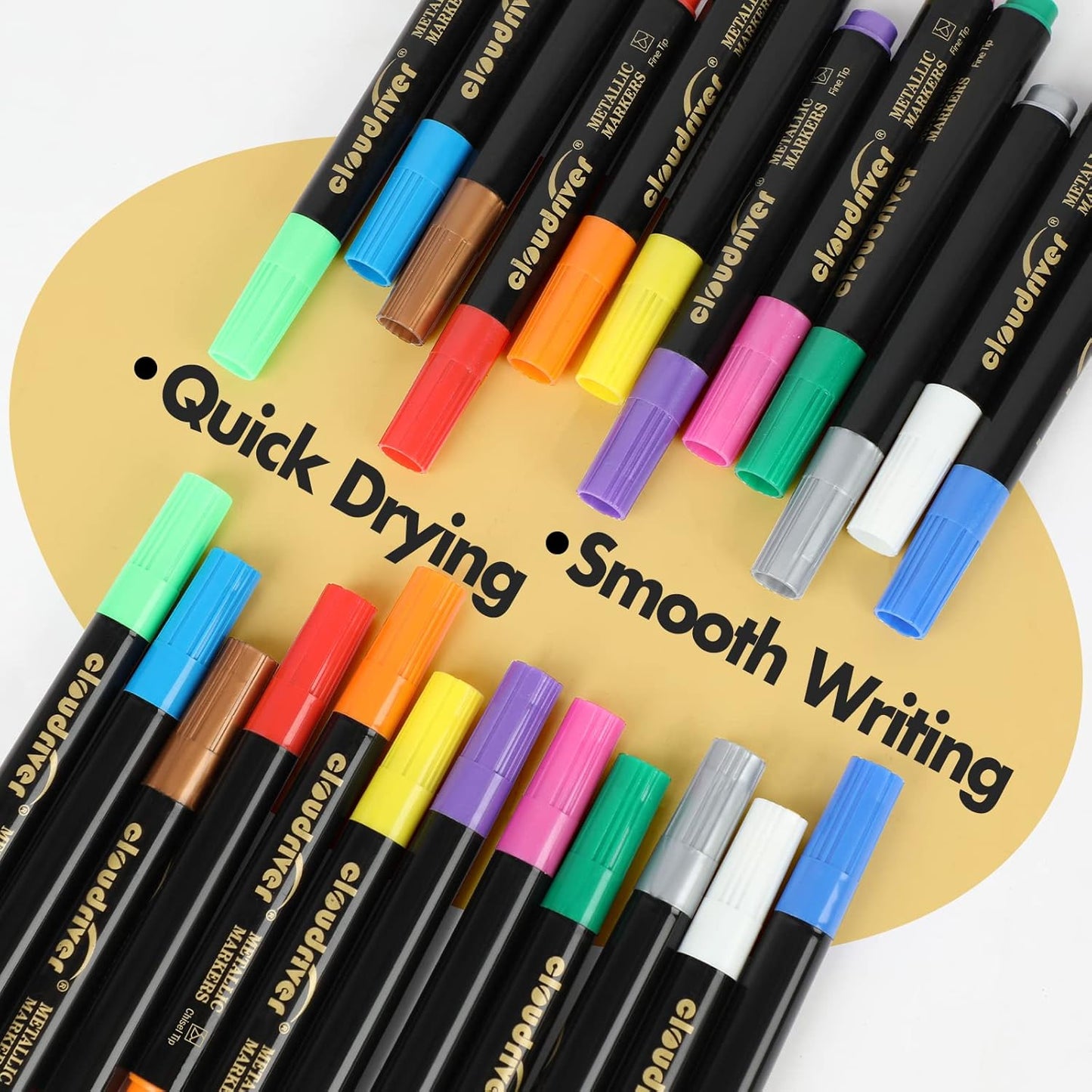 cloudriver Metallic Marker Pens, 48 Count, 12 Assorted Colors, Fine and Chisel Tip, Metallic Marker Pens For Black Paper, Art Rock Painting, Easter Egg, Card Making, Scrapbook Crafts