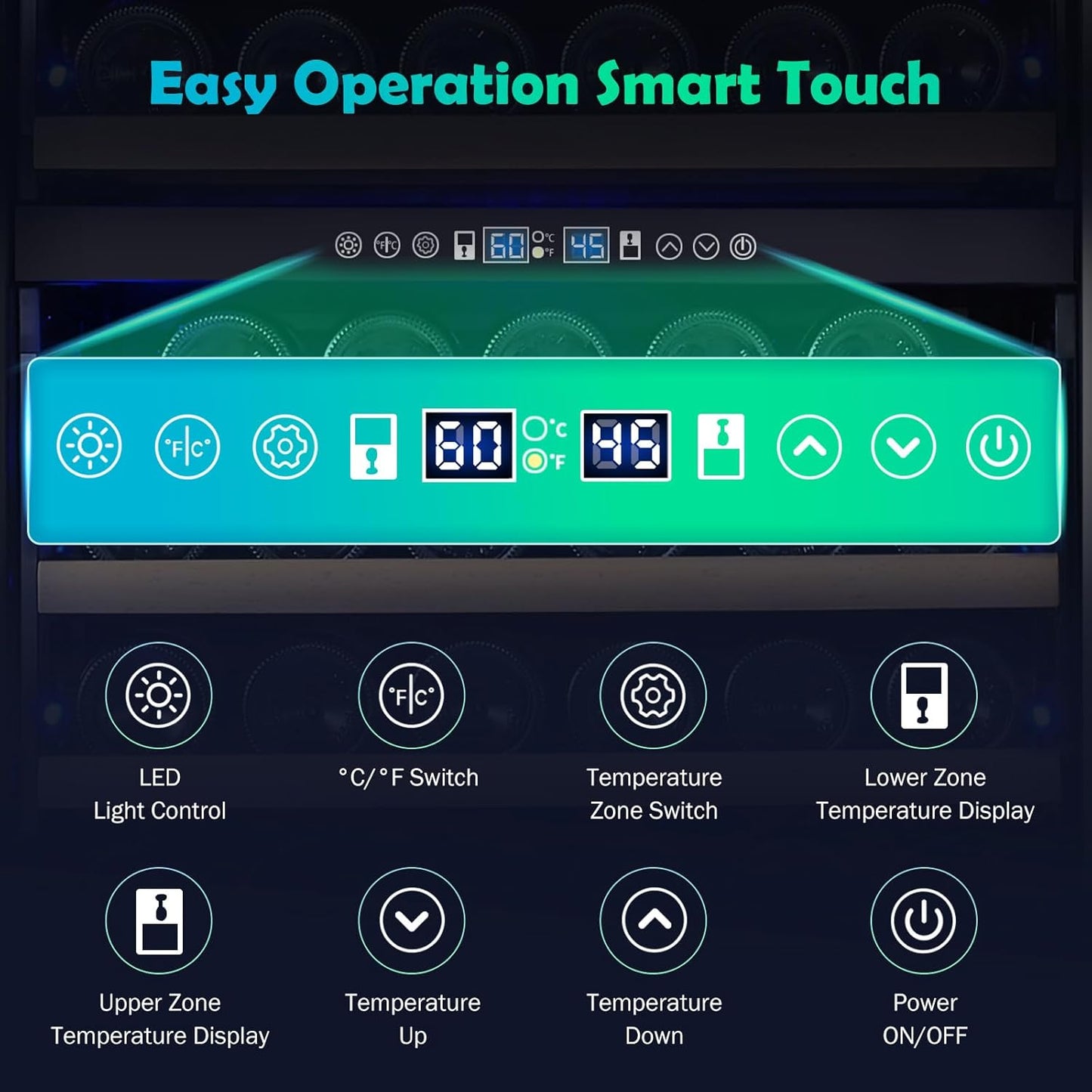 200 Bottle Dual Zone Wine Fridge - 24 Inch Large Wine Cooler Refrigerator, Freestanding and Built-in Design, Upgraded Compressor Cooling, Intelligent Temperature Memory