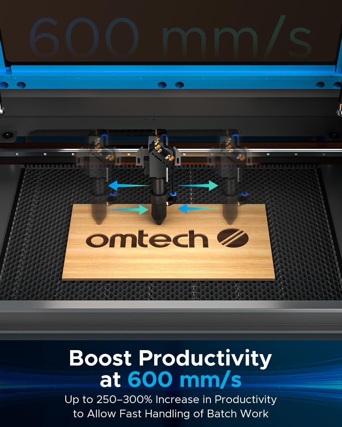 OMTech 90W CO2 Laser Engraver | 20"x28" Work Area | Air Assist & 4-Way Pass-Through | Water Pump | Cuts & Etches Wood, Glass, Acrylic | High-Power, Safe, Efficient Commercial Laser Cutter