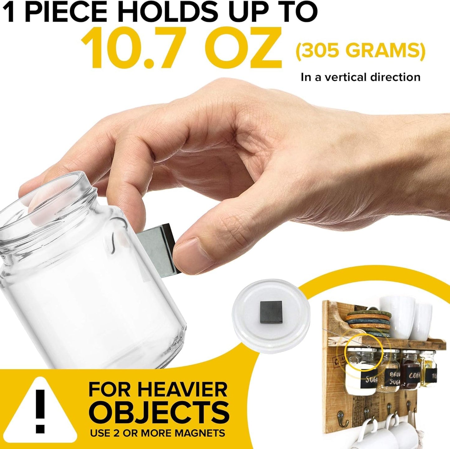 X-Bet Strong Magnets with Adhesive Backing - Heavy Duty Square Craft & Refrigerator Magnets, 1 inch 24pcs