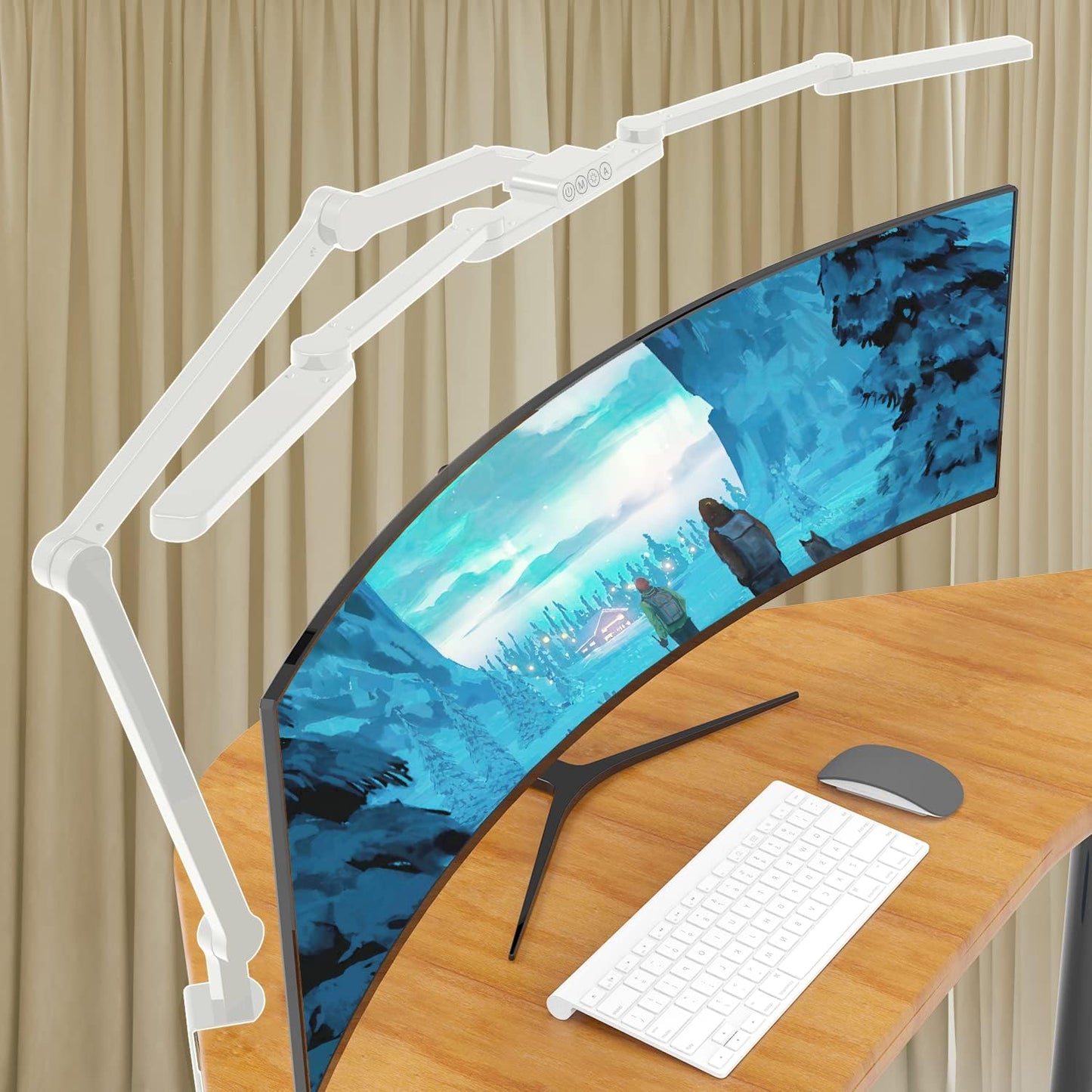 LED Desk Lamp for Home Office, 41.5" White Clip on Architect Desk Lamp with Clamp, 24W Adjustable Dimmable Bright Swing Arm Eye Care LED Table Light Clamp on Office Lighting