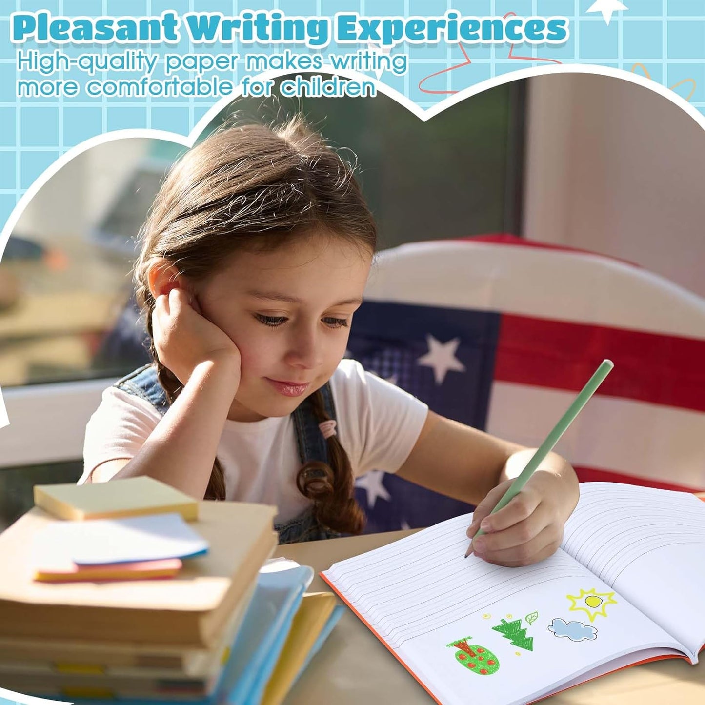 Henoyso 6 Pcs 120 Pages Primary Composition Notebooks K-2 9 3/4 x 7 1/2 Inch Journals Primary Journals Blank Books for Kids to Write Stories Kindergarten (Colorful)