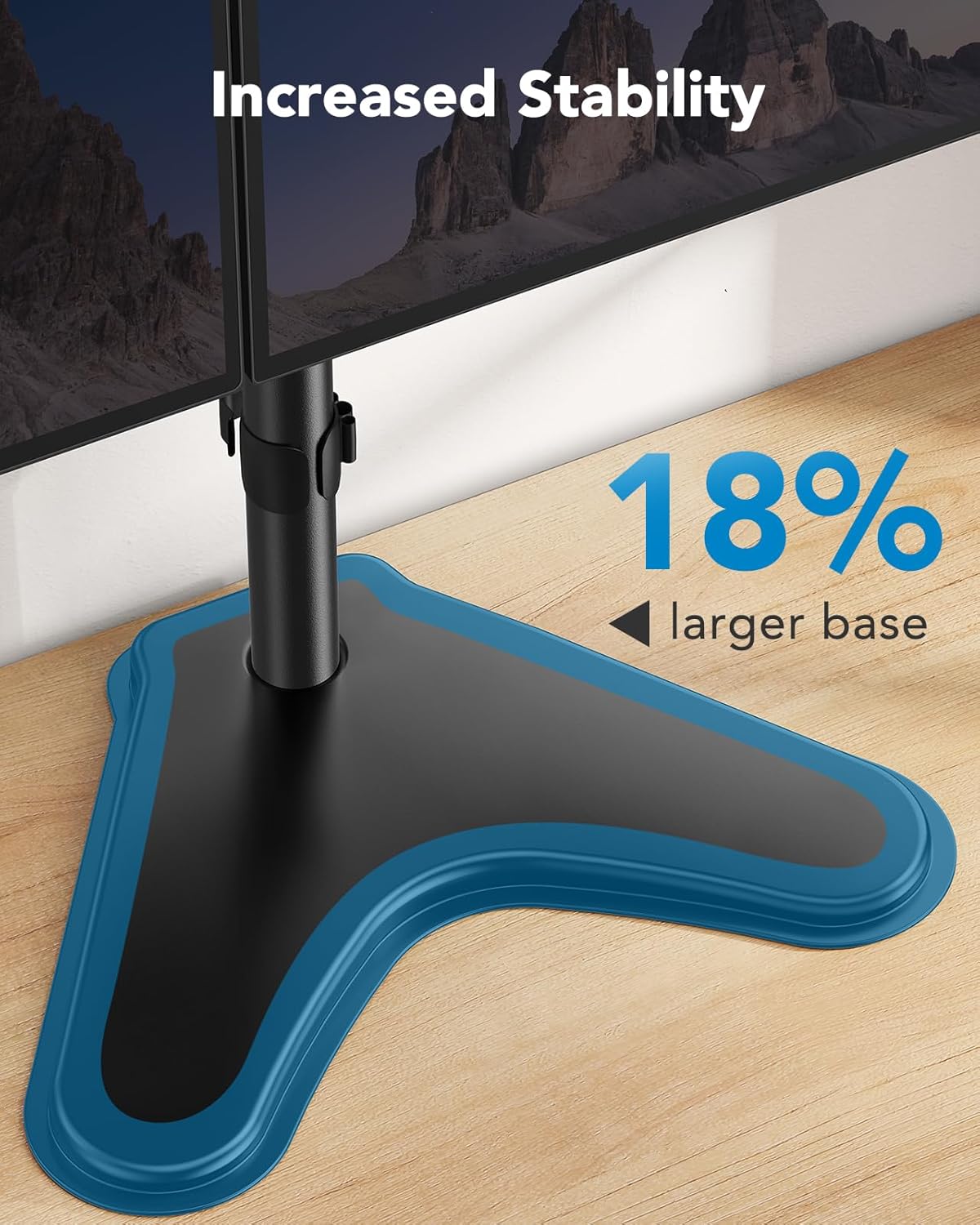 HUANUO 32 inches Dual Monitor Stand up to 17.6lbs per Arm, High-Grade Aluminum Free-Standing Dual Monitors Mount for 2 Screens. Fully Adjustable Dual Monitor Stand for Desk with Tilt, Swivel, Rotation