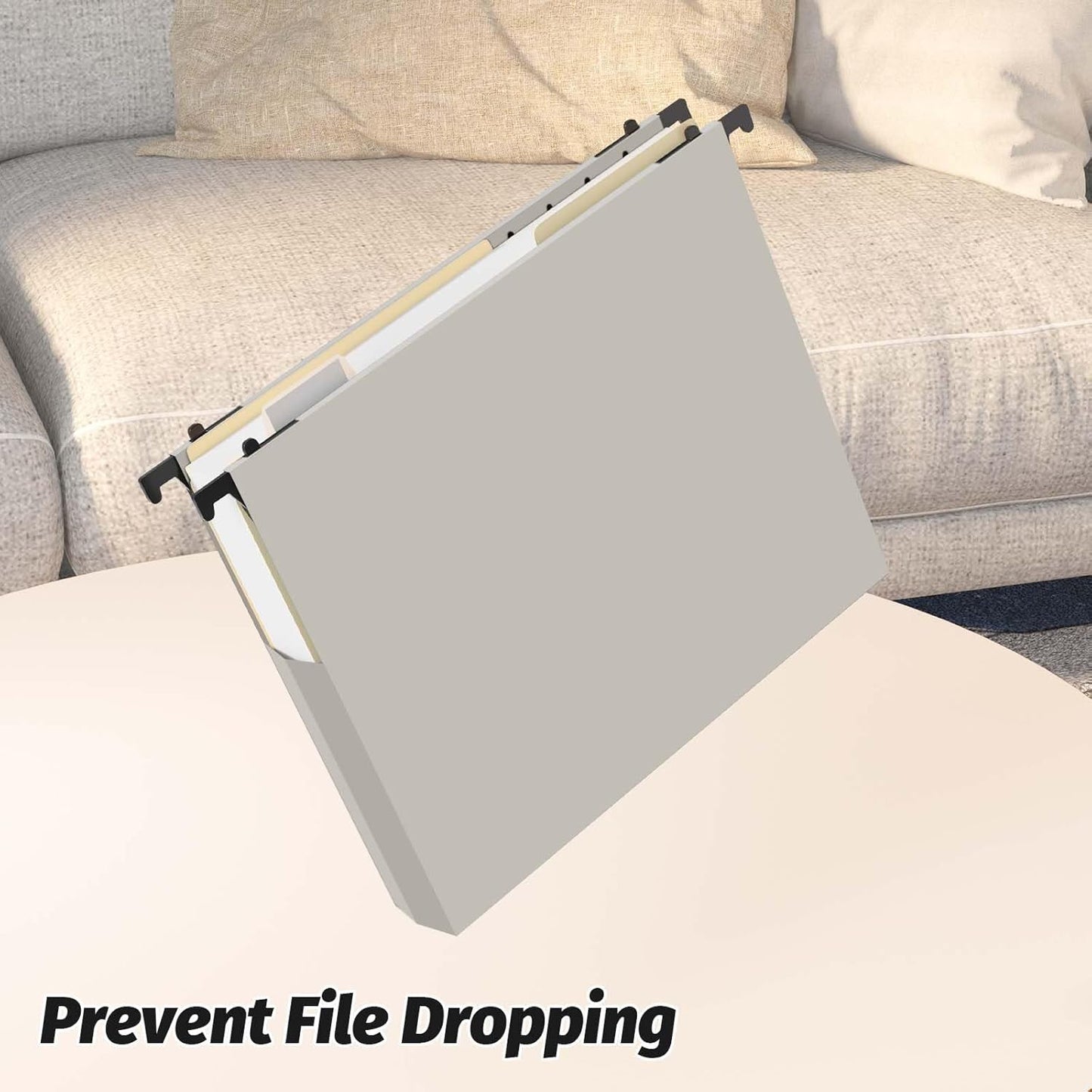 Extra Capacity Plastic Hanging File Folders,12 Pack Reinforced Expanding Hang Folder Letter Size,Accordian Pocket,Heavy Duty 2 Inch Expansion, Hard Hanging Folder Organizer for Office Home,Grey