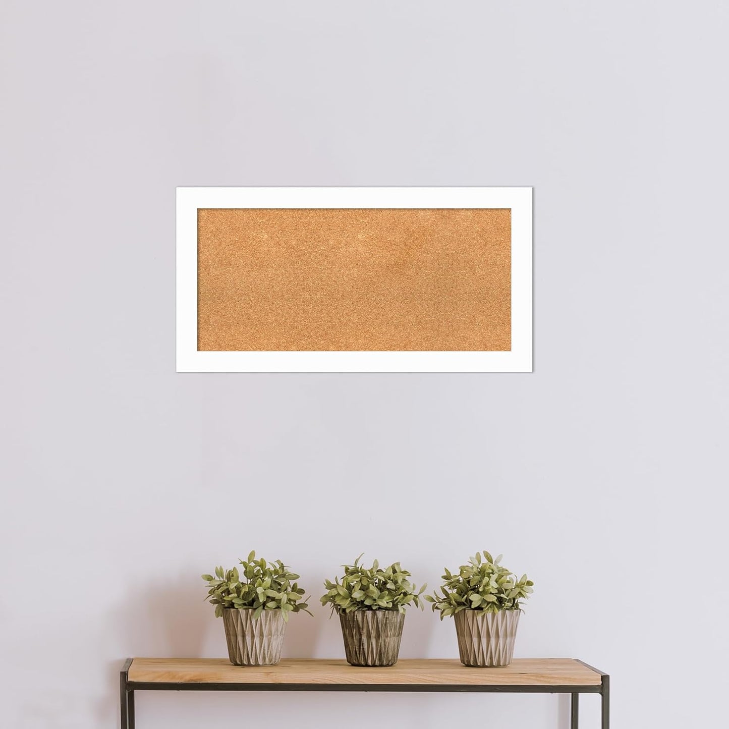 Amanti Art Natural Cork Board for Wall, 17x33 Vision Board with White Frame, Medium Corkboard Office Decor for Home Organization, Casual Corkboard Pinboard to Display Items for Home Organization in