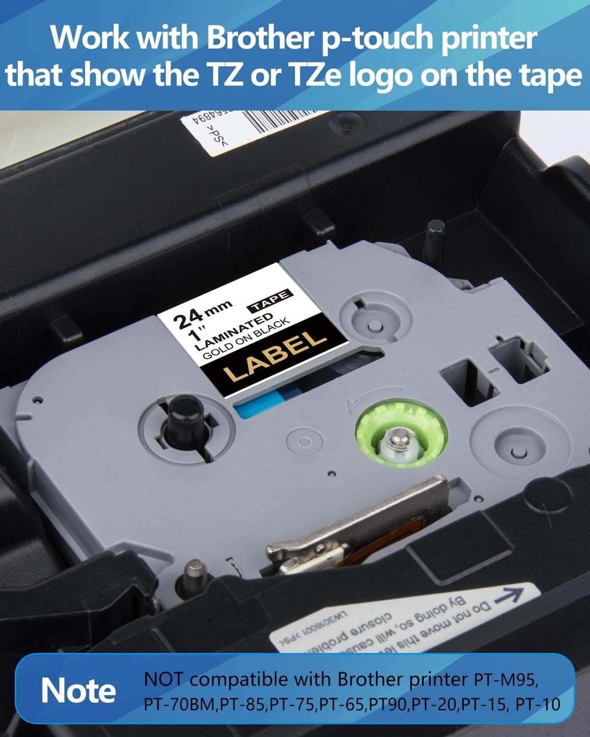 Weemay 3 Pack TZe354 24mm Gold on Black Laminated Label Tape Compatible with Brother Label Maker Tape TZe-354 TZe 354 TZ-354 TZ354 for PTouch PT-E500 PT-D600 PT-P750W PT-P900W Printer, 1 in x 26.2 ft