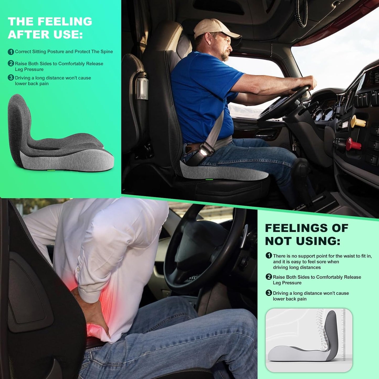 Buttocks Cushion for Office Chair Memory Foam Seat Pad for Butt Support Tailbone Relief Ergonomic Chair Cushion for Home Car Travel or Work (Classic Black)