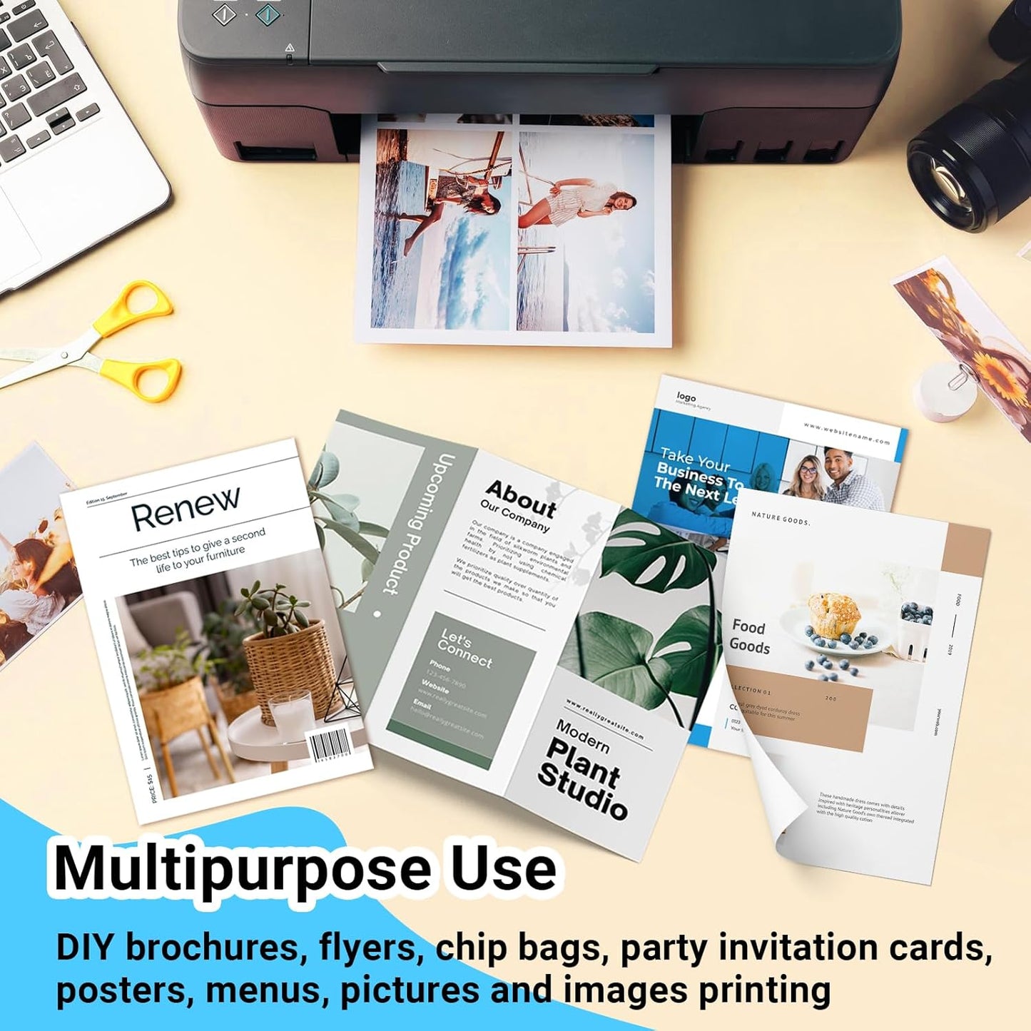 TECKWRAP Glossy Photo Paper 8.5" x 11", Inkjet Photo Paper 260gsm/69lb, Works with Inkjet Printer, Instant Dry, 20 Sheets, Professional Standard